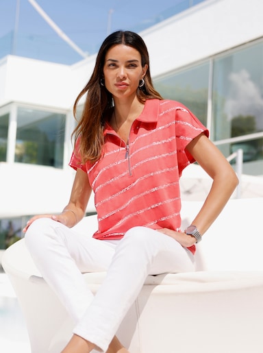 heine Sweatshirt mit Pailletten - koralle