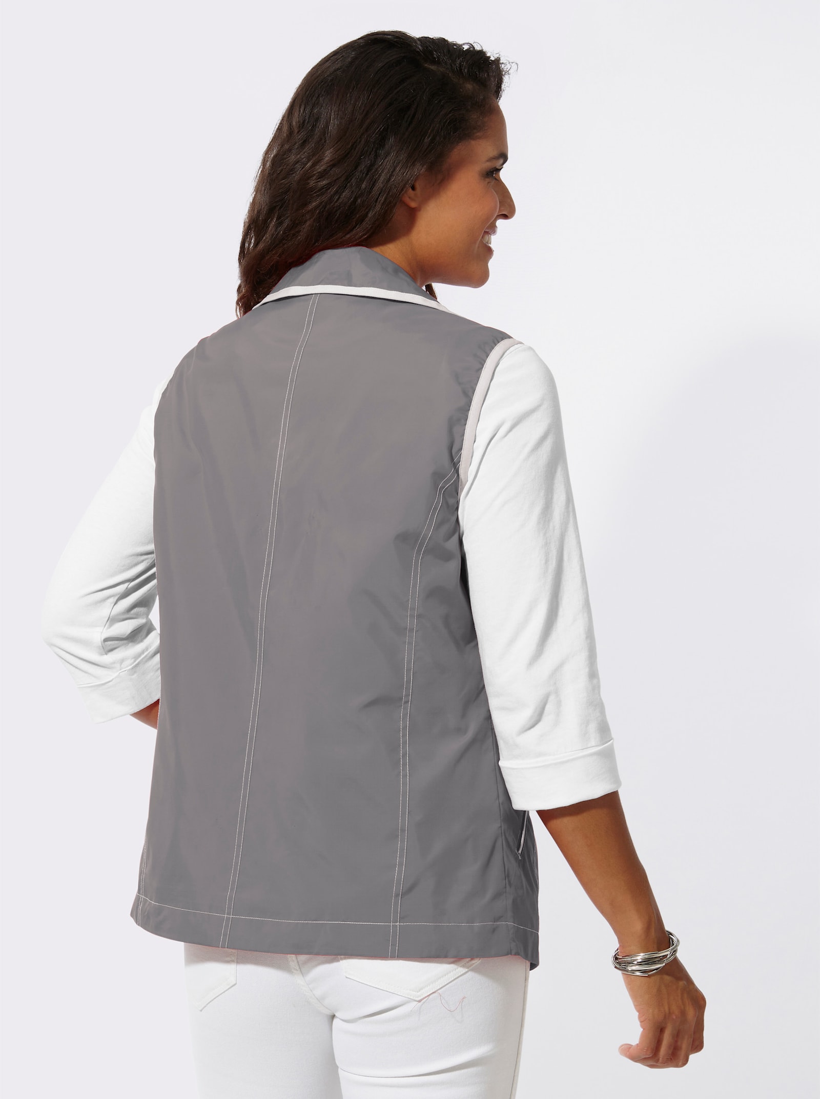 Weste mit Reißverschluss-Taschen - grau