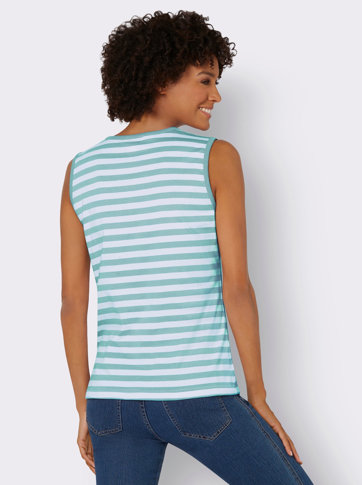 Shirttop - mint/wit gestreept