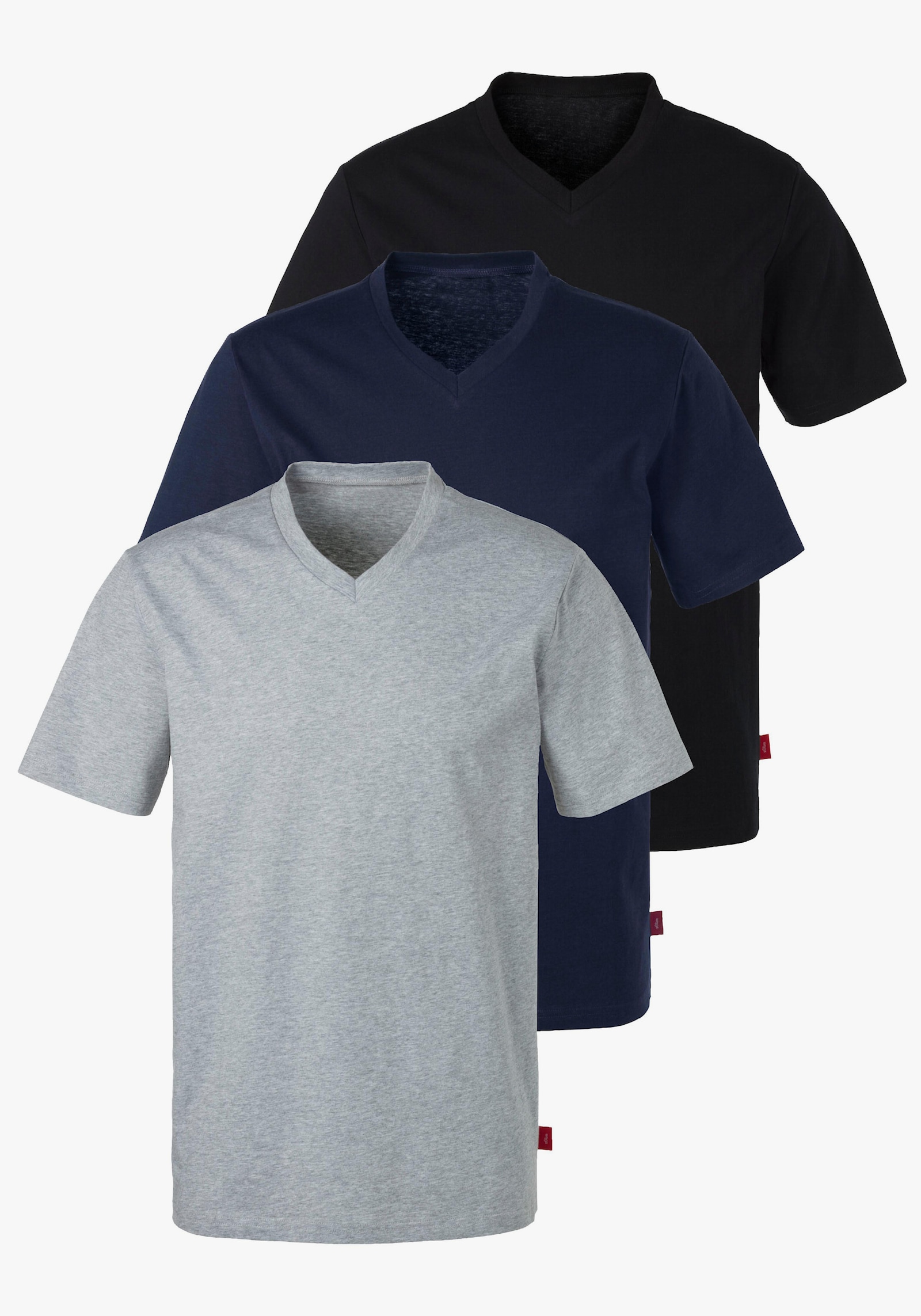 s.Oliver T-Shirt - grau-meliert, navy, schwarz