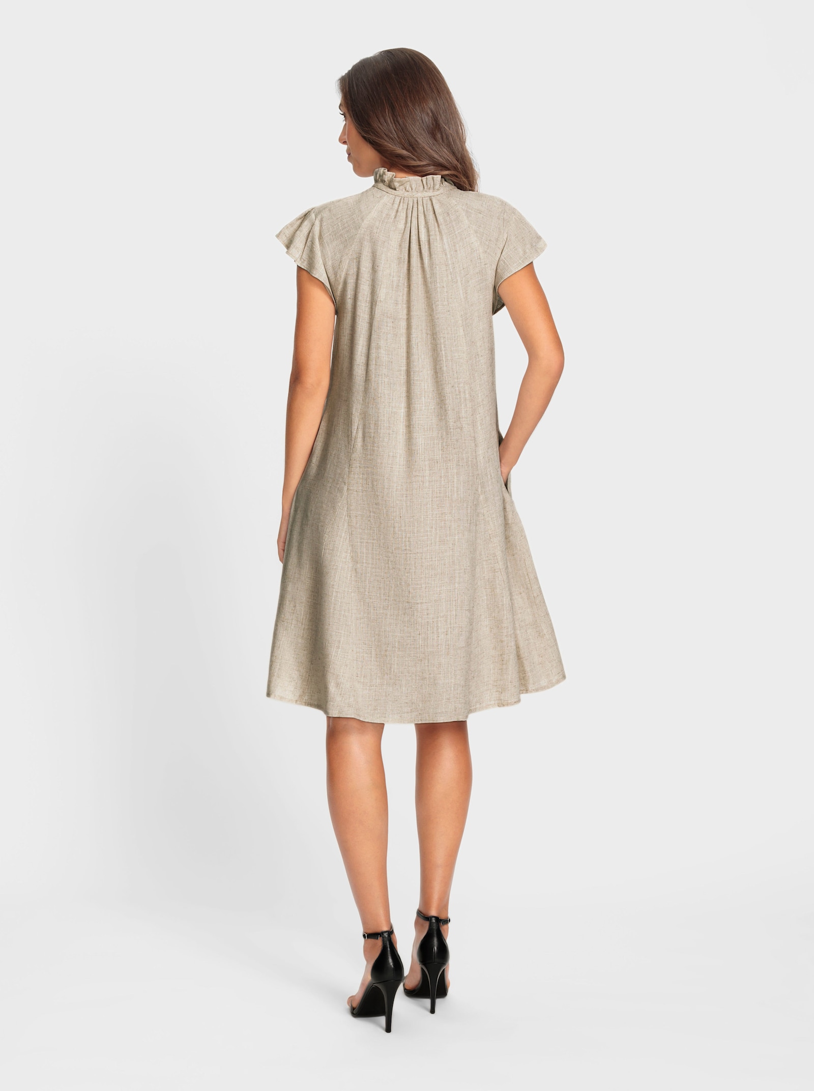 heine Freizeitkleid mit Rüschen und Falten - sand-meliert