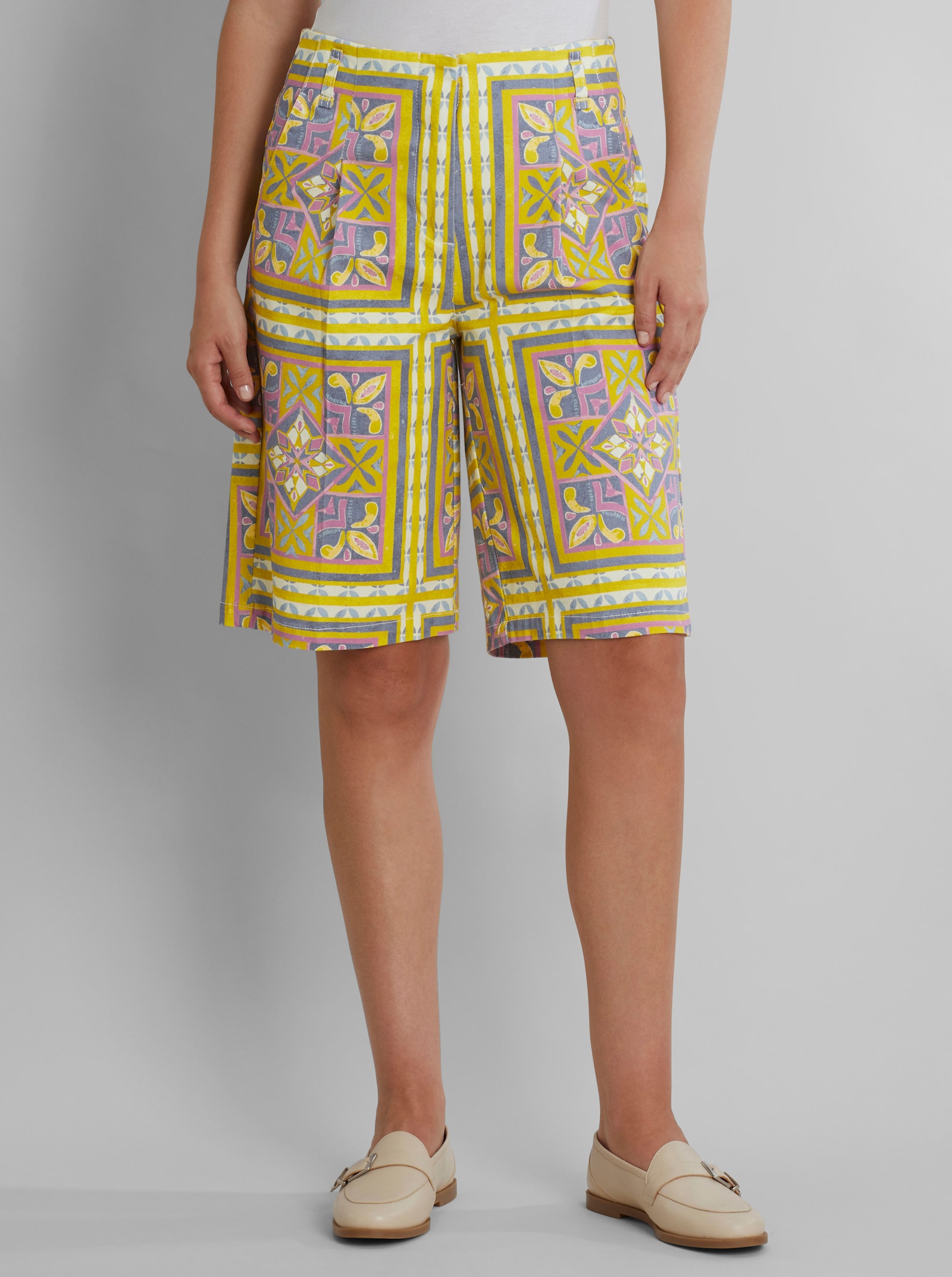 heine Bermudas mit angesagtem Druck - limone-taubenblau-bedruckt