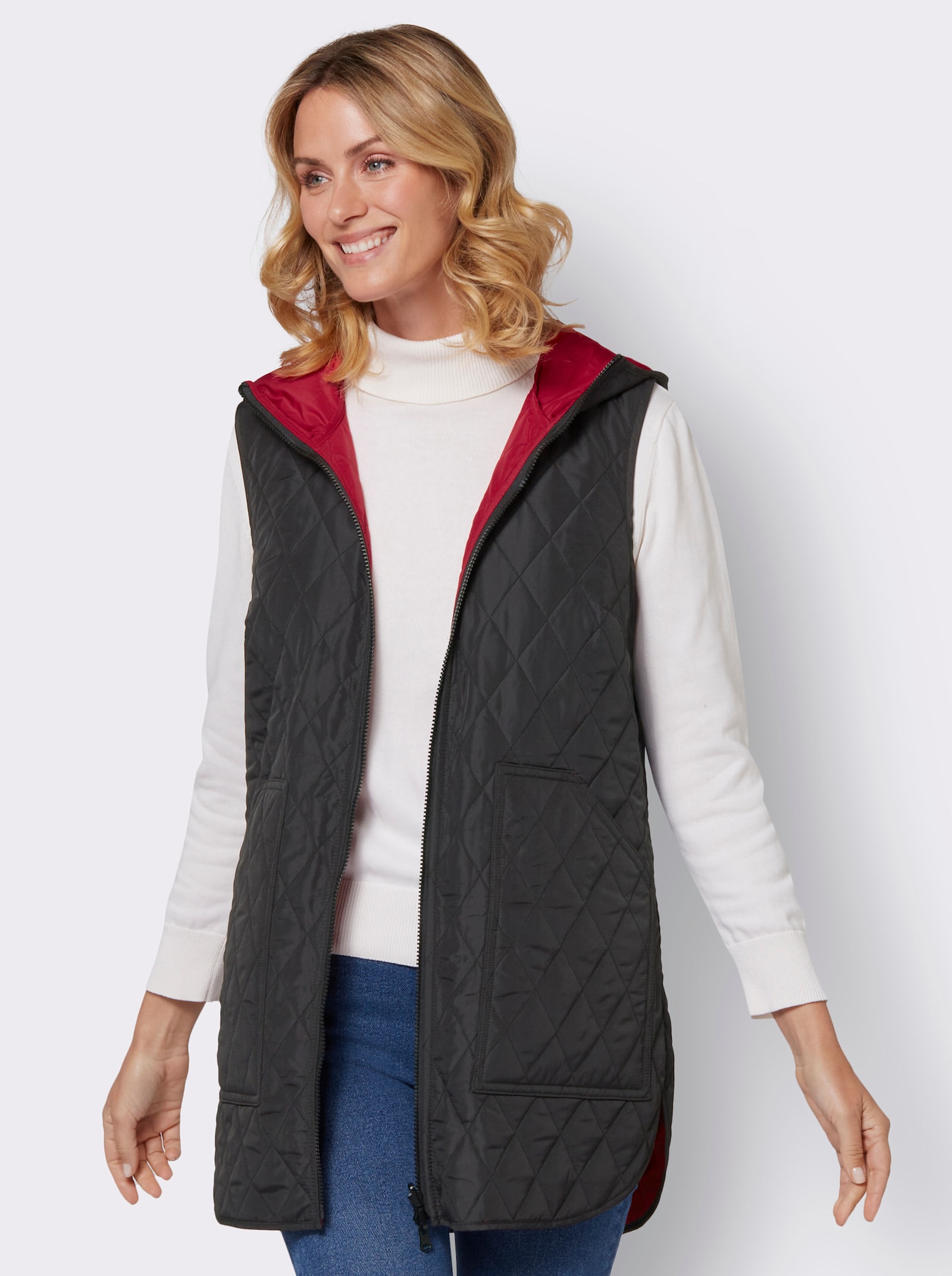 Omkeerbaar bodywarmer - rood/zwart