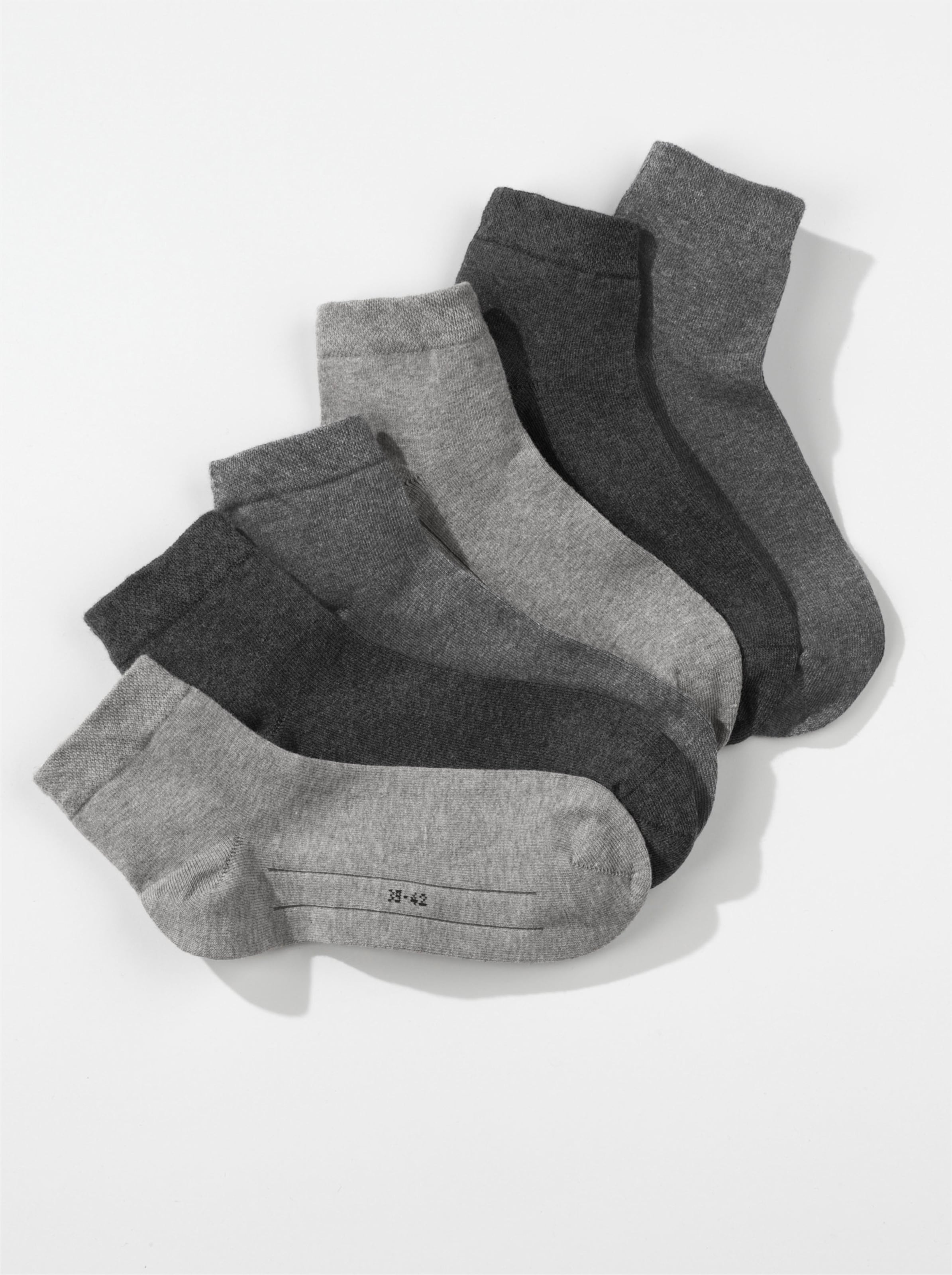 Witt Damen Kurzschaft-Socken, 3x anthrazit + 2x grau + 2x hellgrau-meliert