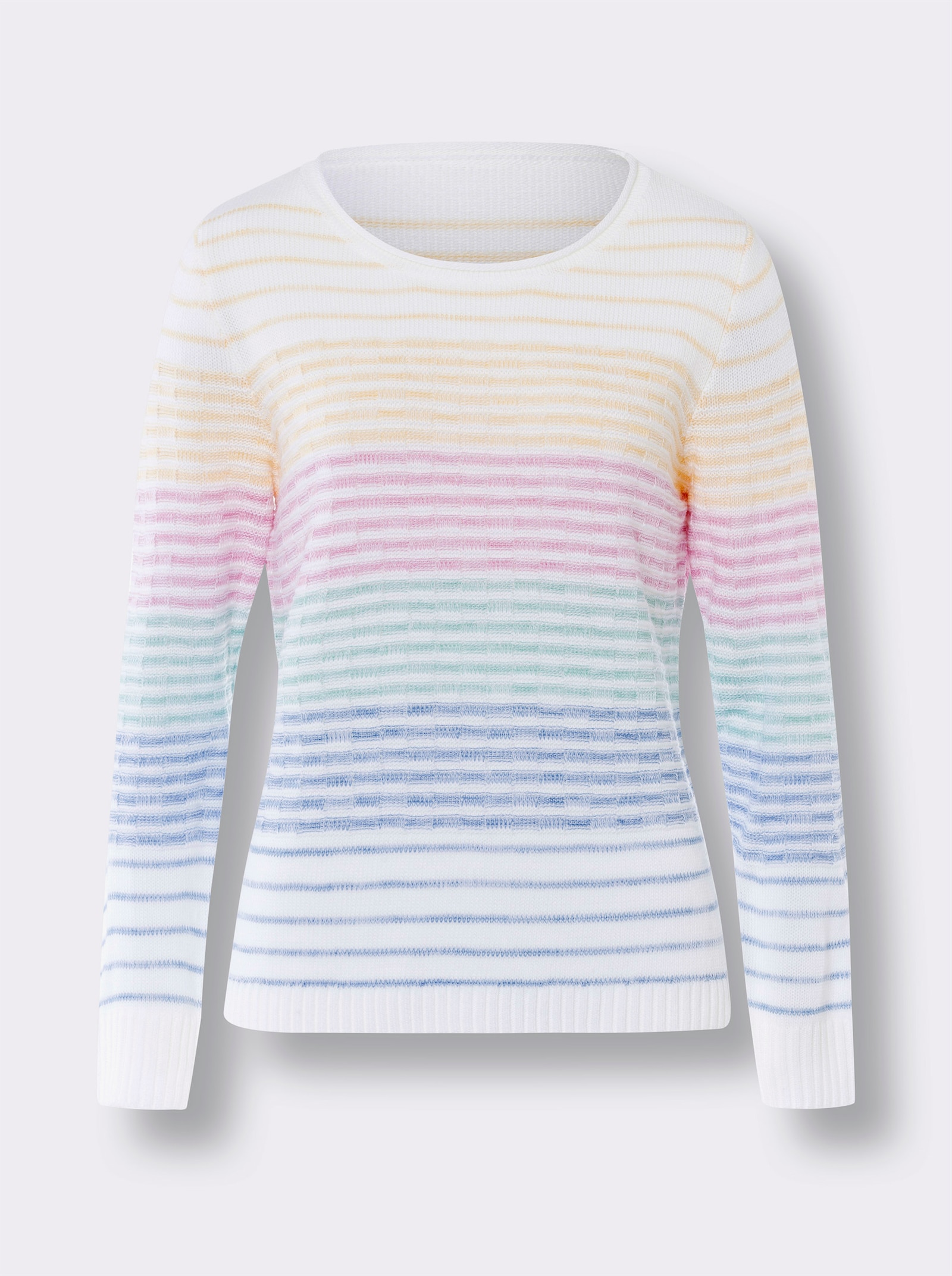 Pullover met lange mouwen en breipatroon - mint/roze gestreept