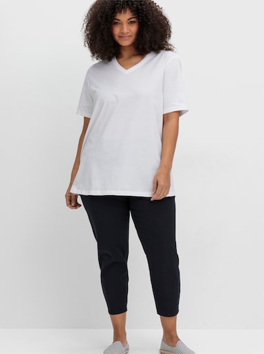 sheego Shirt met V-hals - ecru