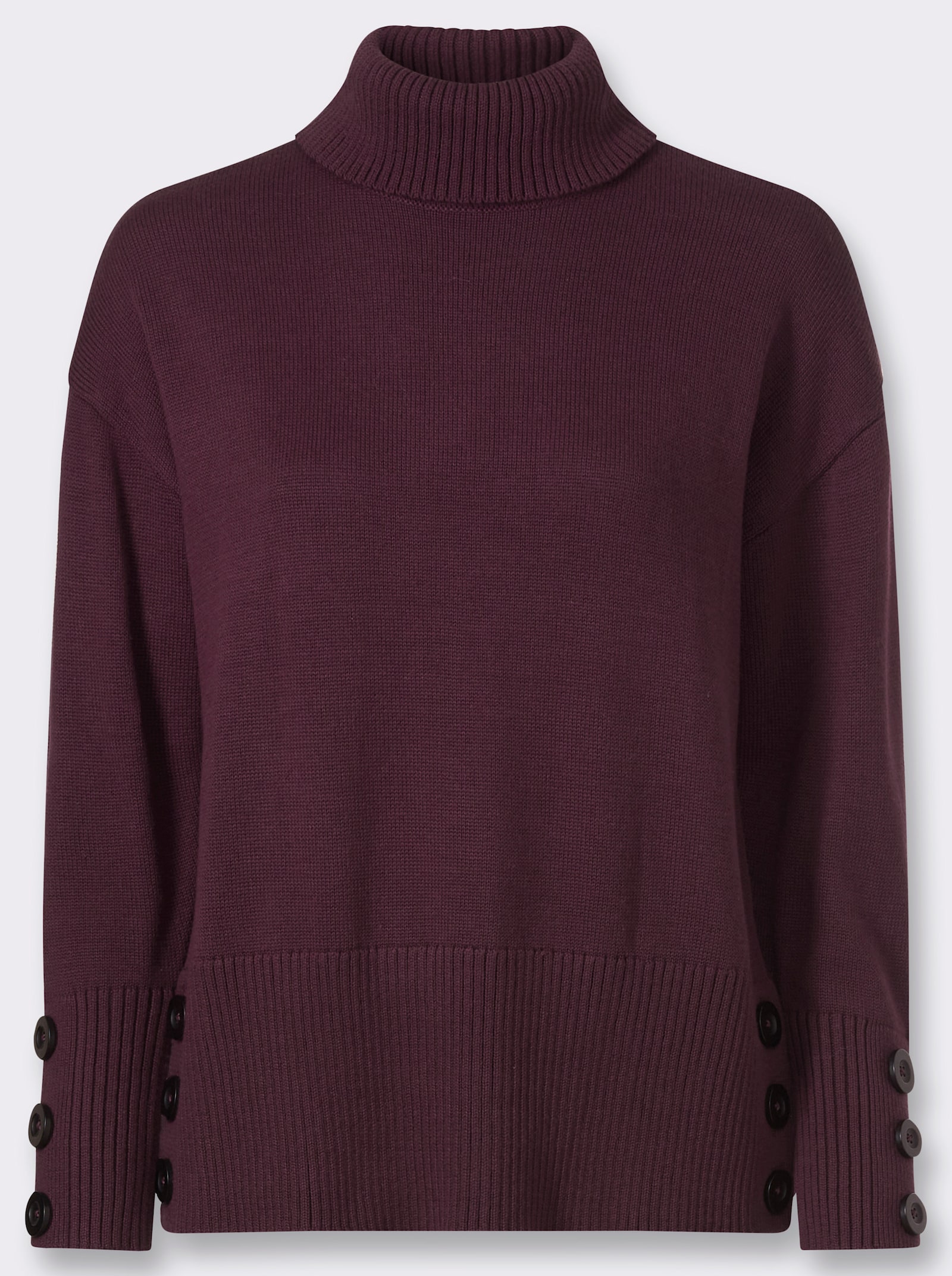 heine Rollkragenpullover mit Seitenschlitzen - burgund