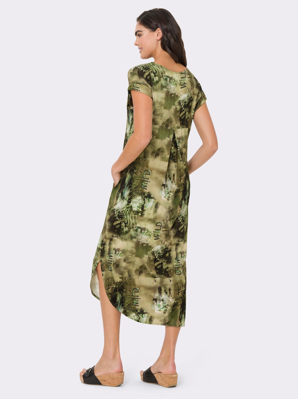 heine Robe en jersey - olive-sable imprimé