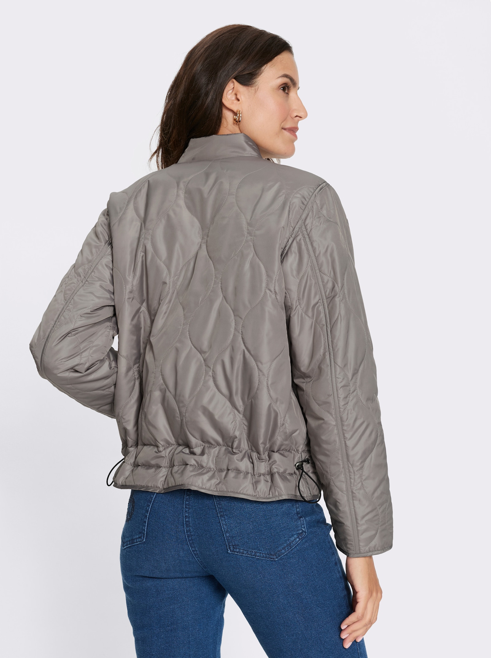 Prešív. bunda, ozd.stehy - hnedosivá