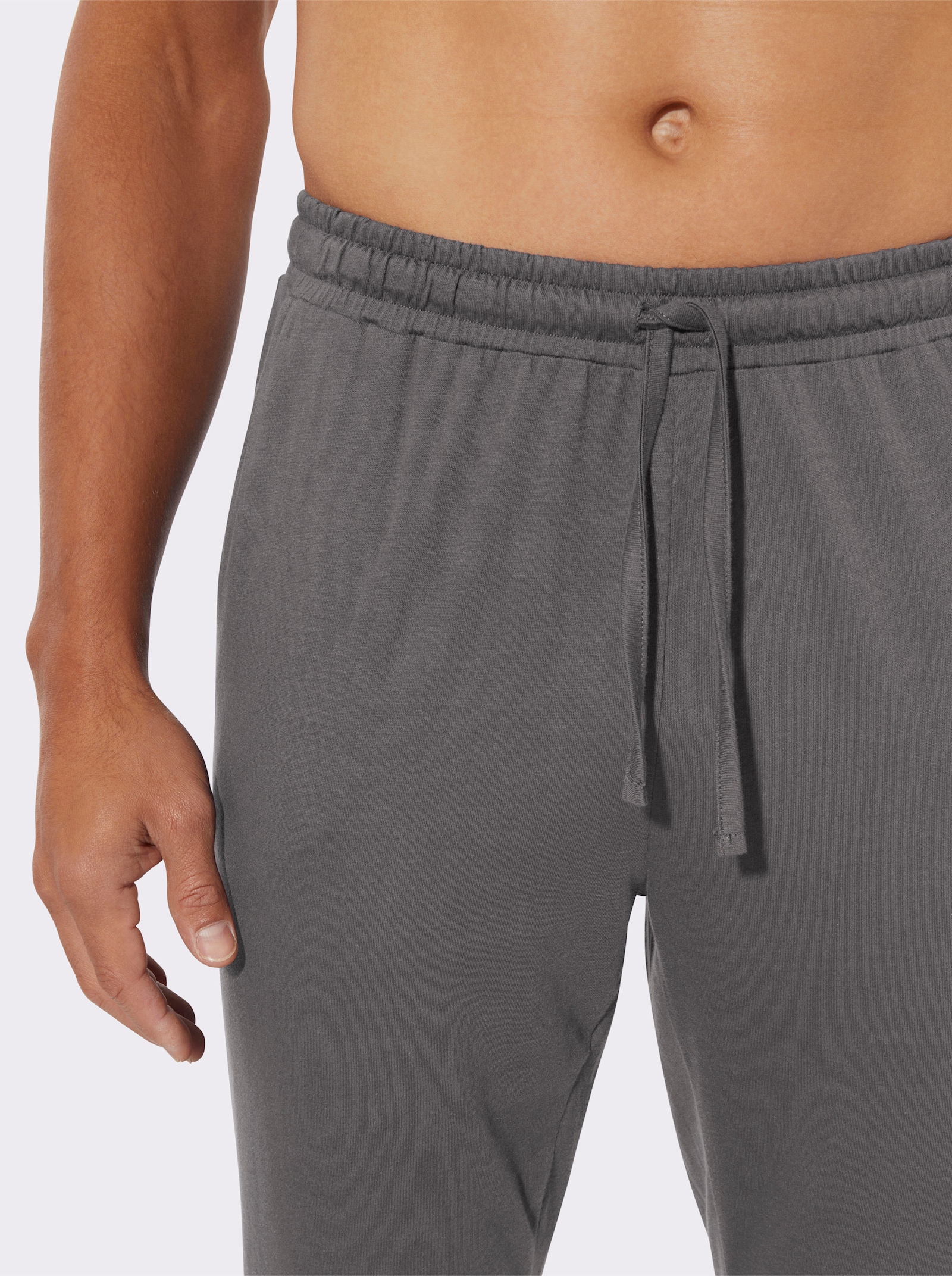 Žerzejové kalhoty s elastickými žebrovanými náplety - antracitová