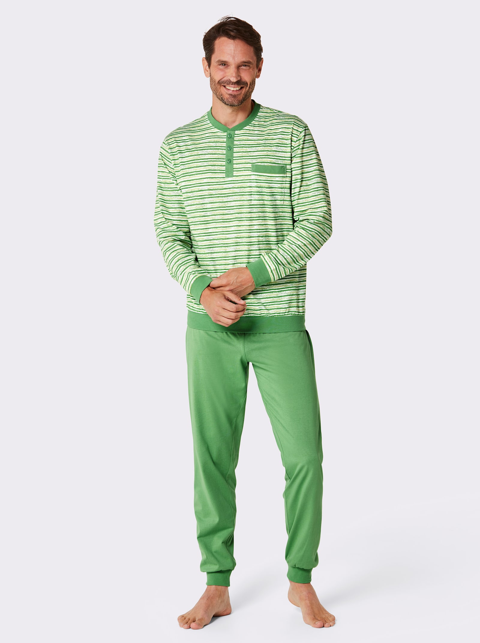 wäschepur men Pyžama - jablková-pistáciová-potisk + černá-citronová-potisk