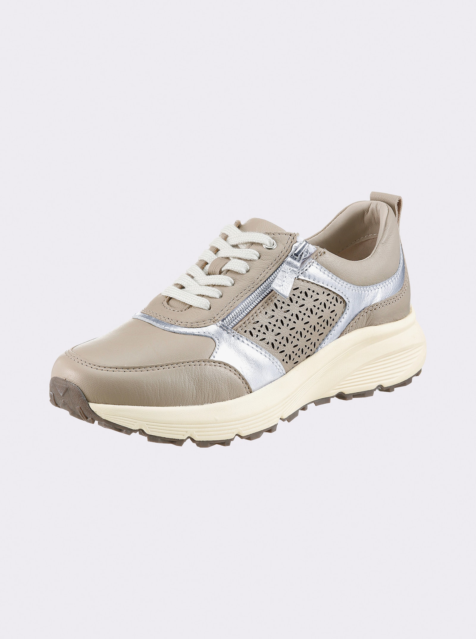 Naturläufer Sneaker mit Glanz-Partien - taupe
