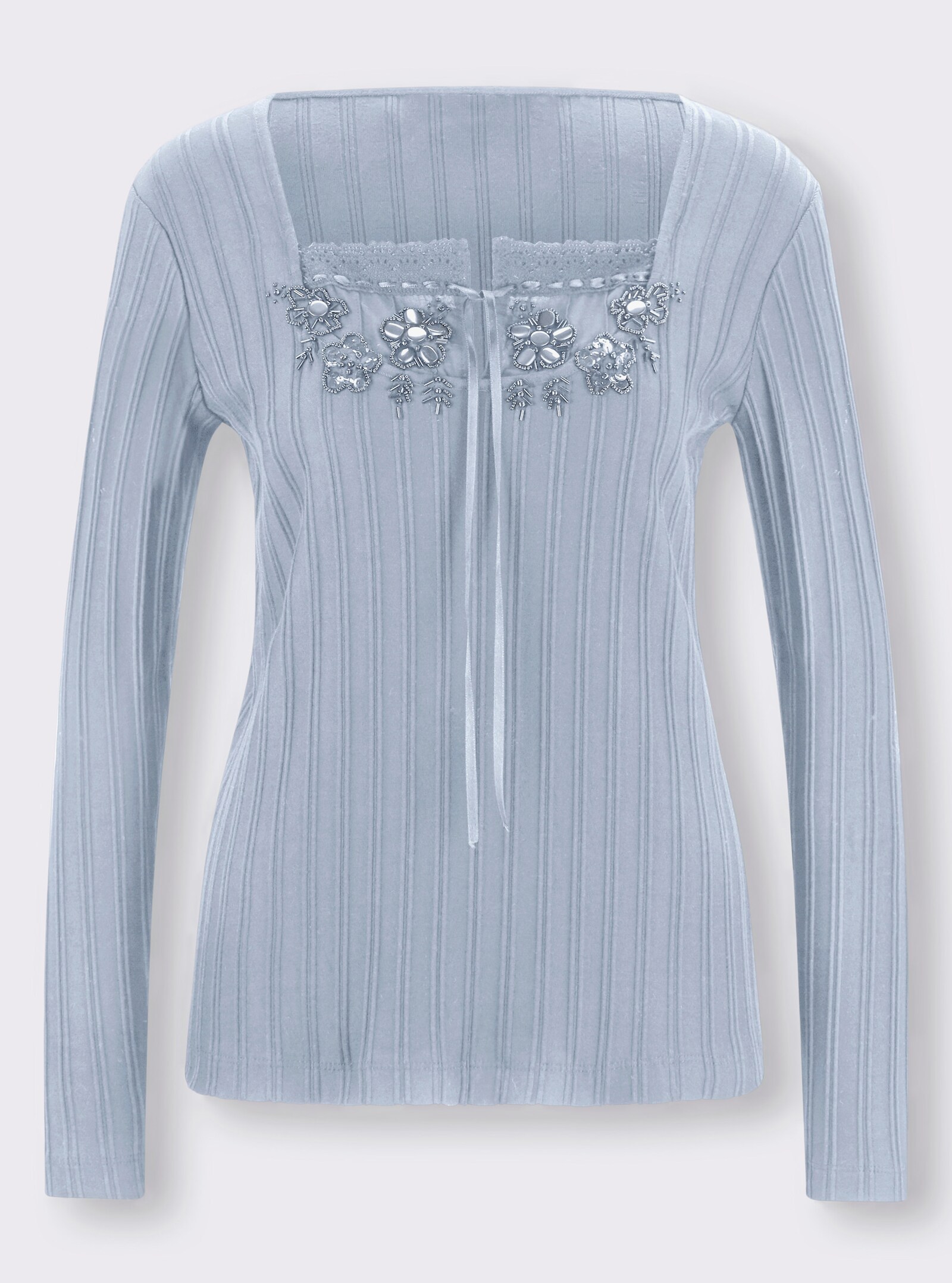 heine Shirt met lange mouwen en gehaakte inzet - bleu