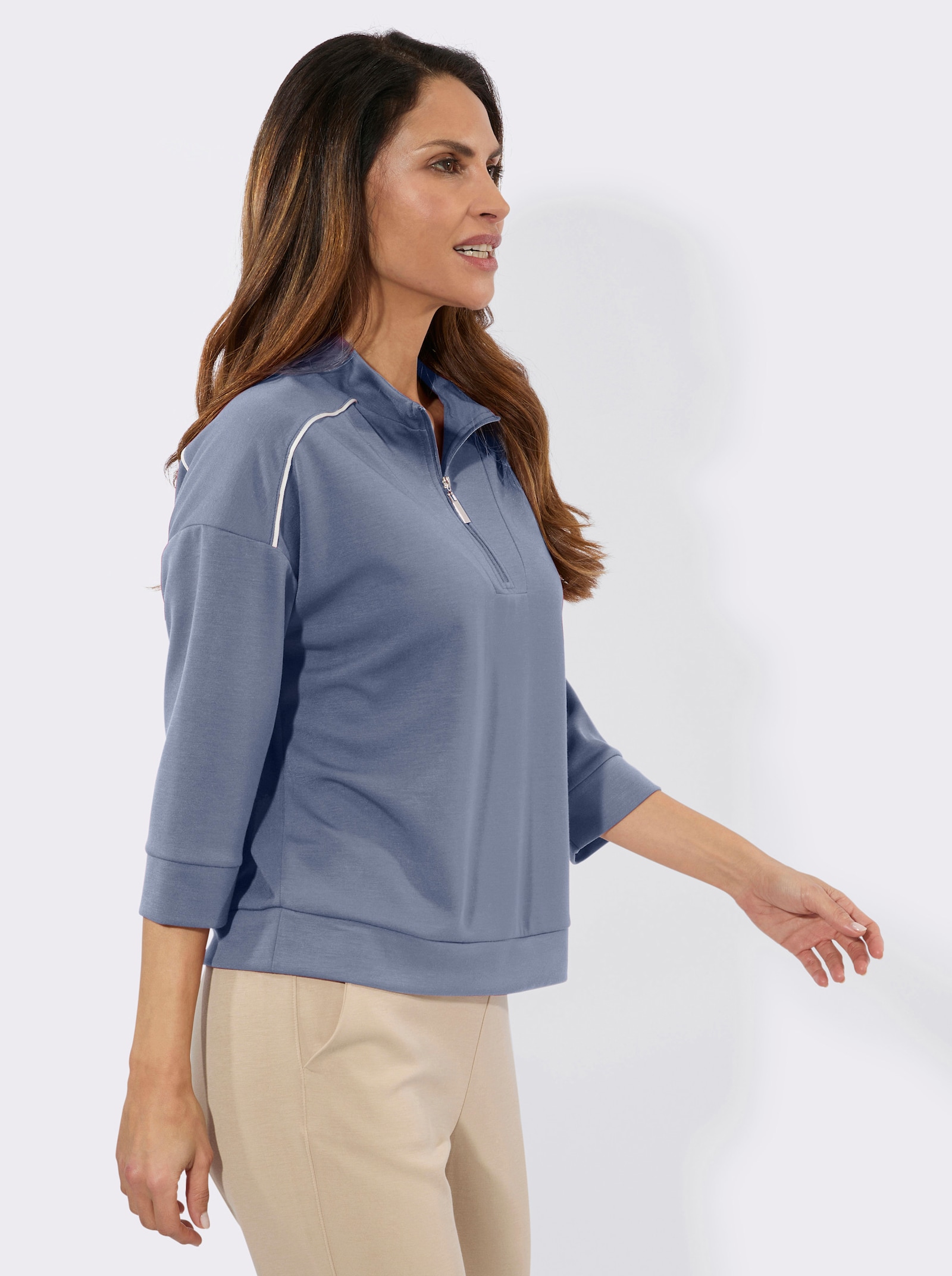 Sweatshirt mit 50% Modal - taubenblau