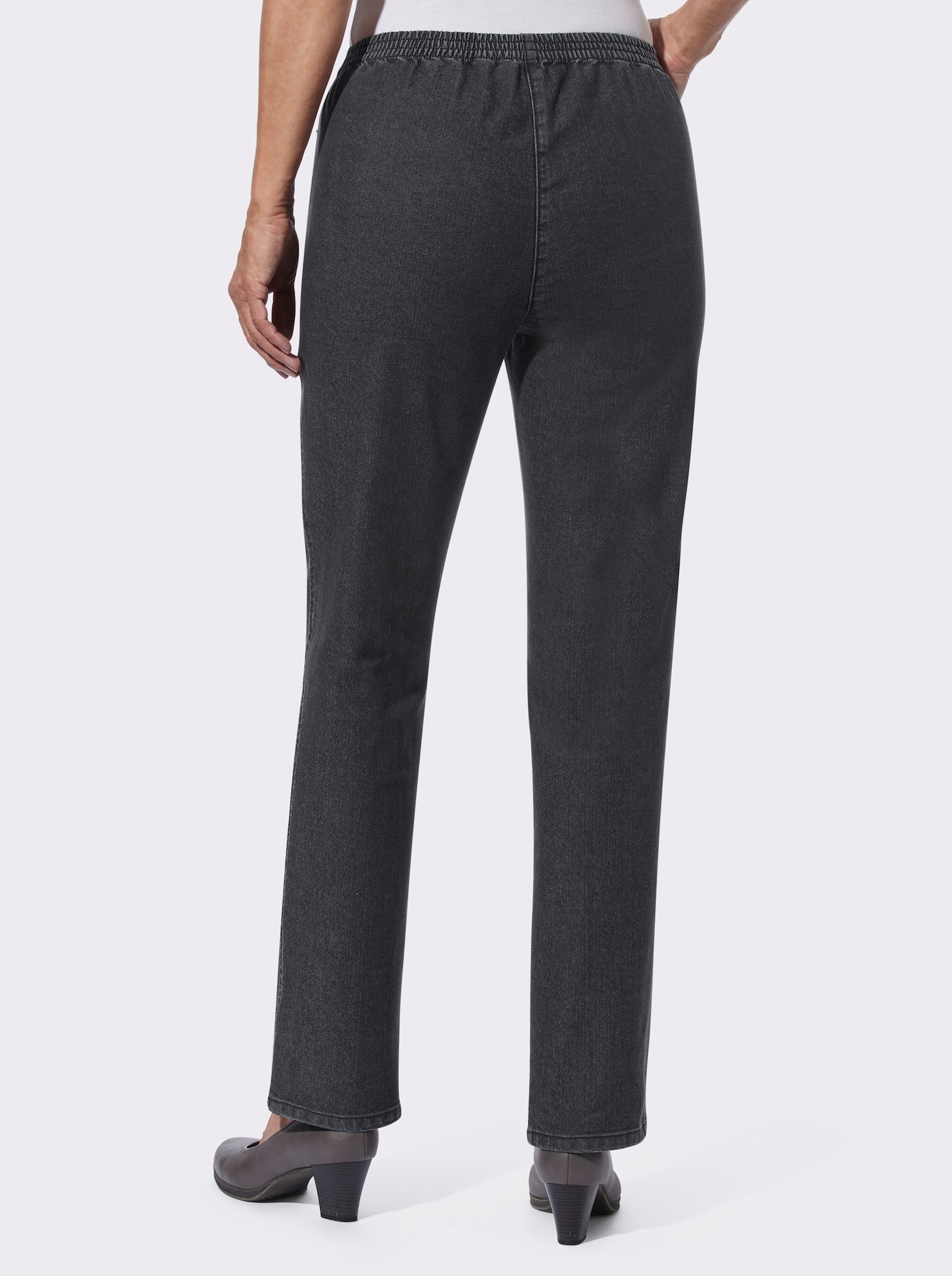 Jeans mit Glitzerstein-Details - black denim