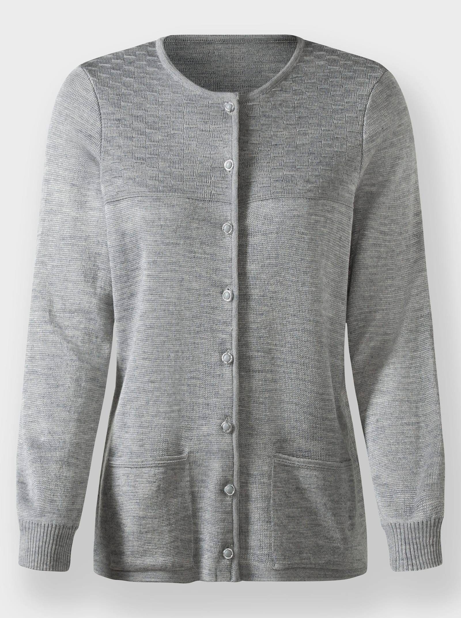 Fijntricotvest met structuurpatroon - steengrijs/gemêleerd