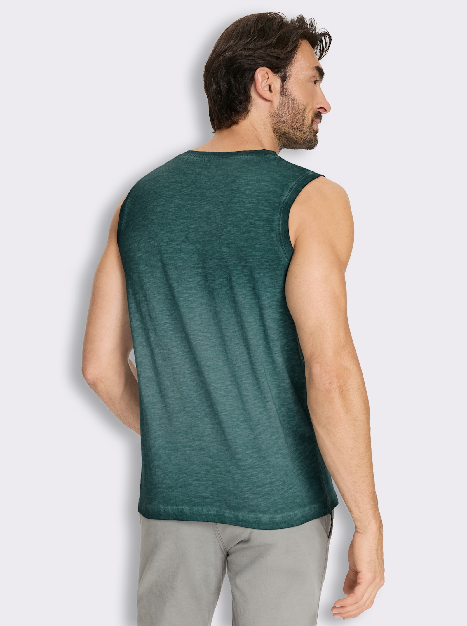 V-Shirt ärmellos, aus Baumwolle - petrol