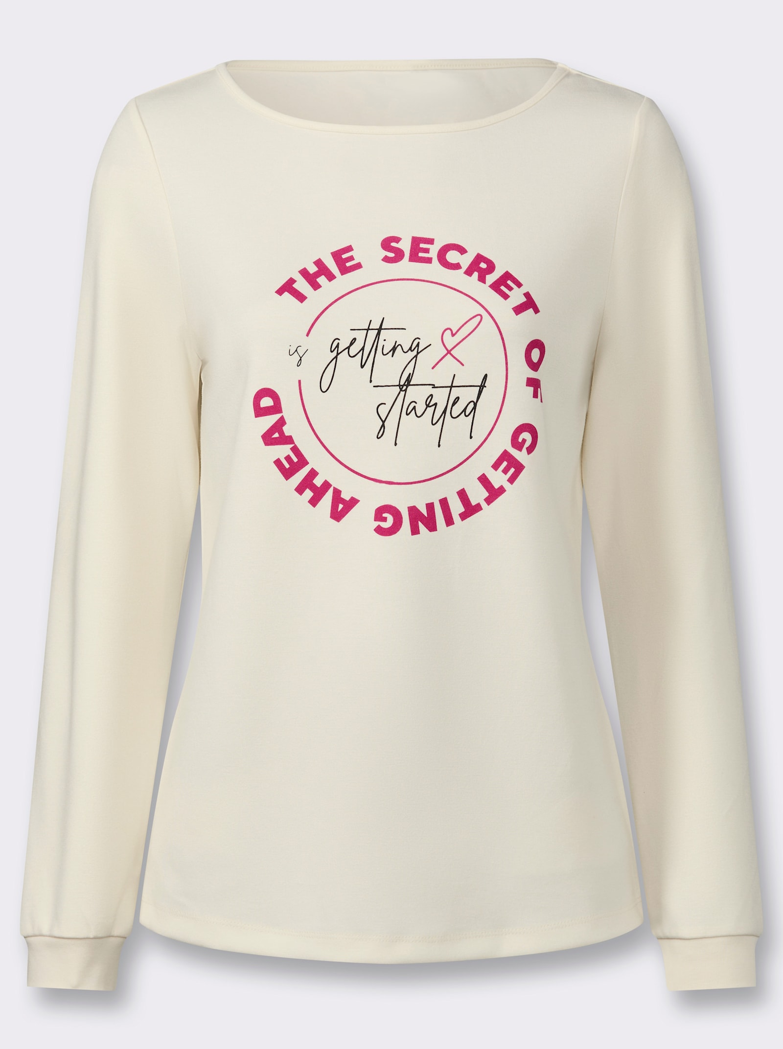 Sweatshirt mit Lettering-Motiv - champagner-schwarz-bedruckt