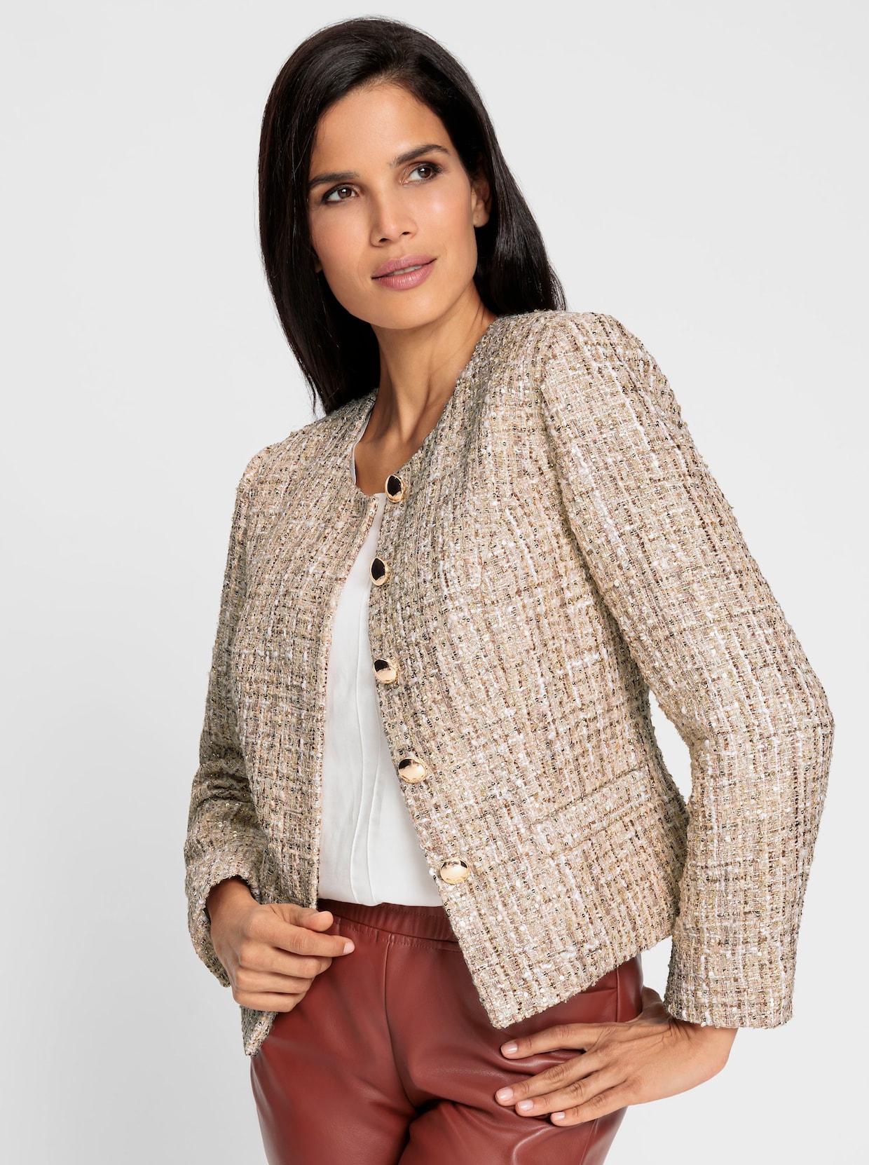 heine Blazer - champagne/zand gedessineerd