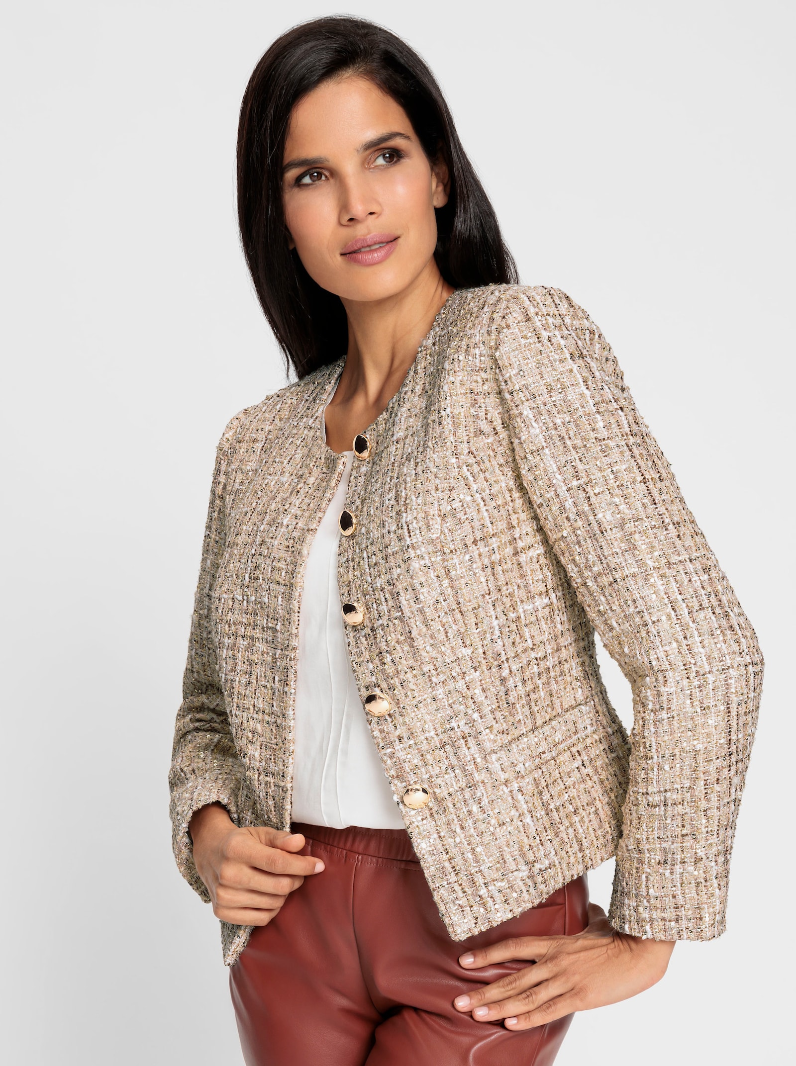 heine Blazer mit Pailletten - champagner-sand-gemustert