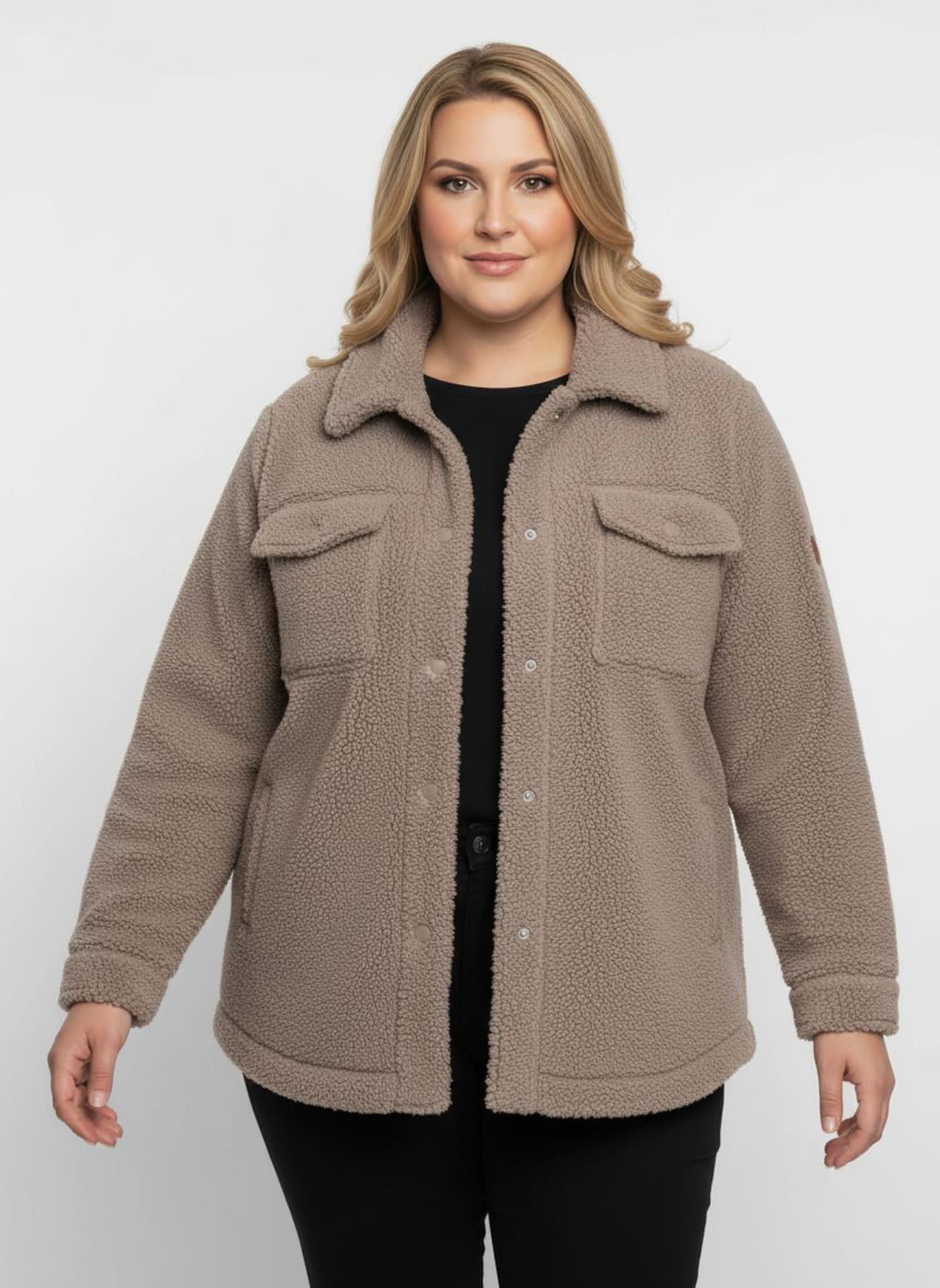 Jackenblazer aus Fleece - taupe