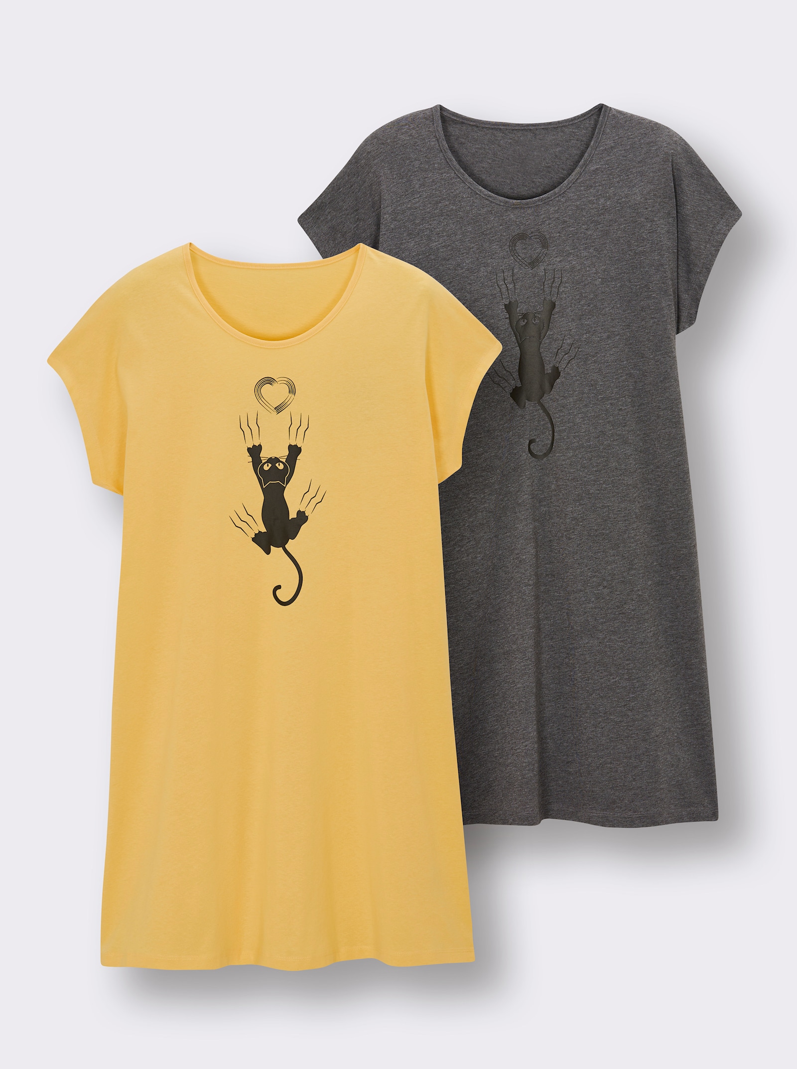 wäschepur Sleepshirts in Oversize-Form - gelb-graphit + anthrazit-graphit