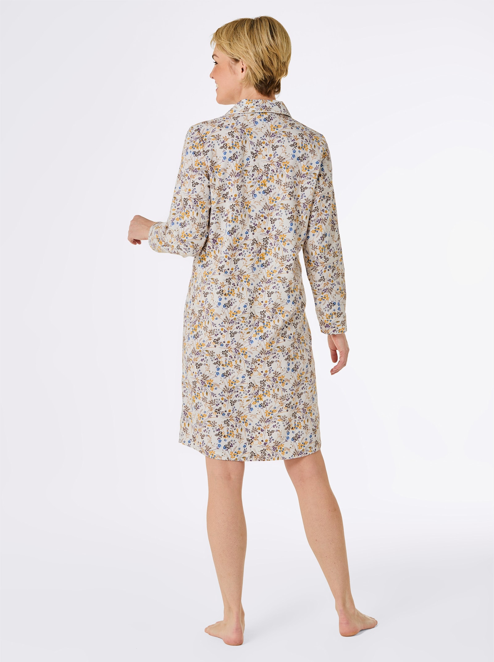 wäschepur Nachthemd - champagne/middenblauw bedrukt