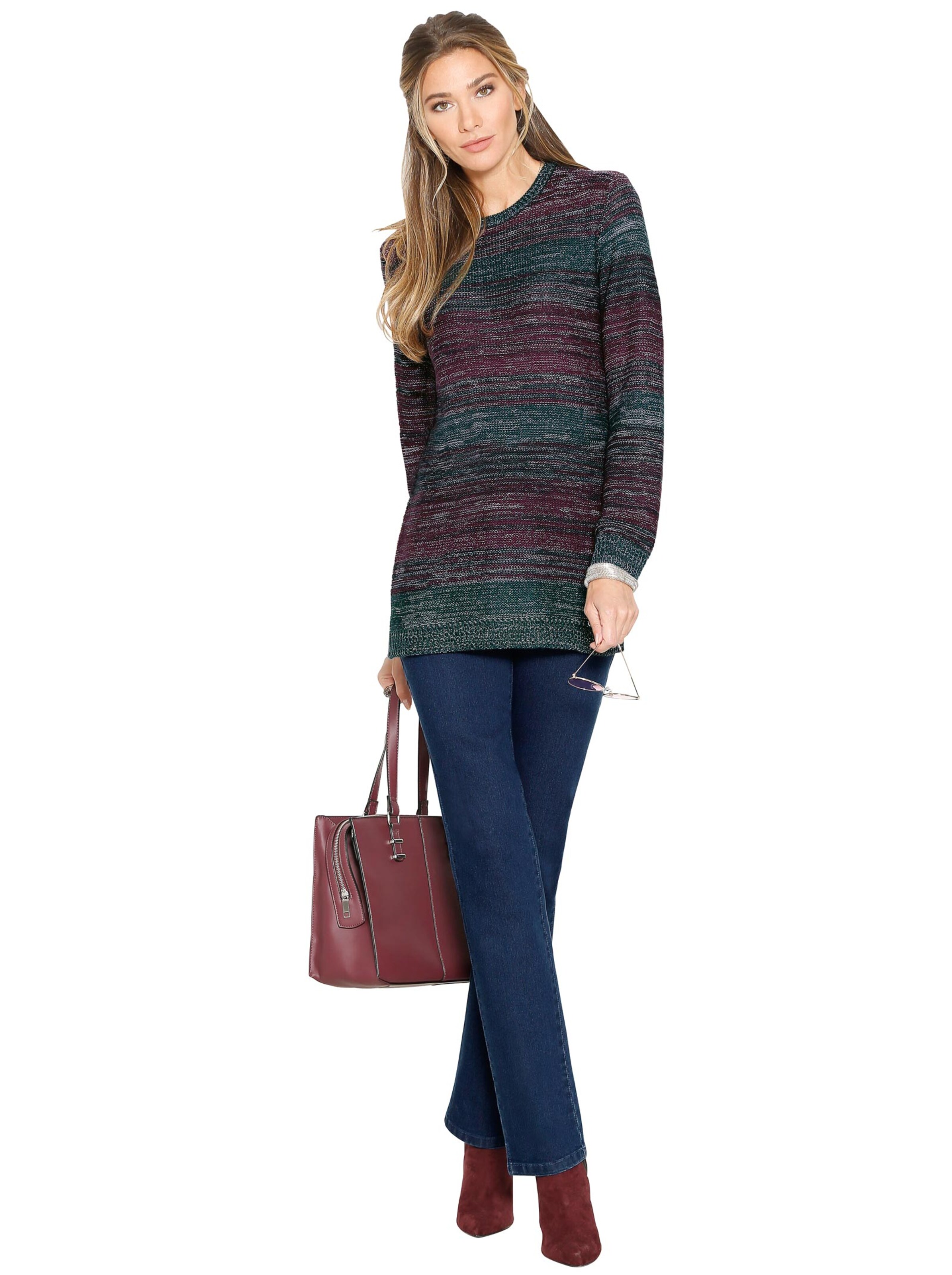 Longpullover - aubergine-meliert