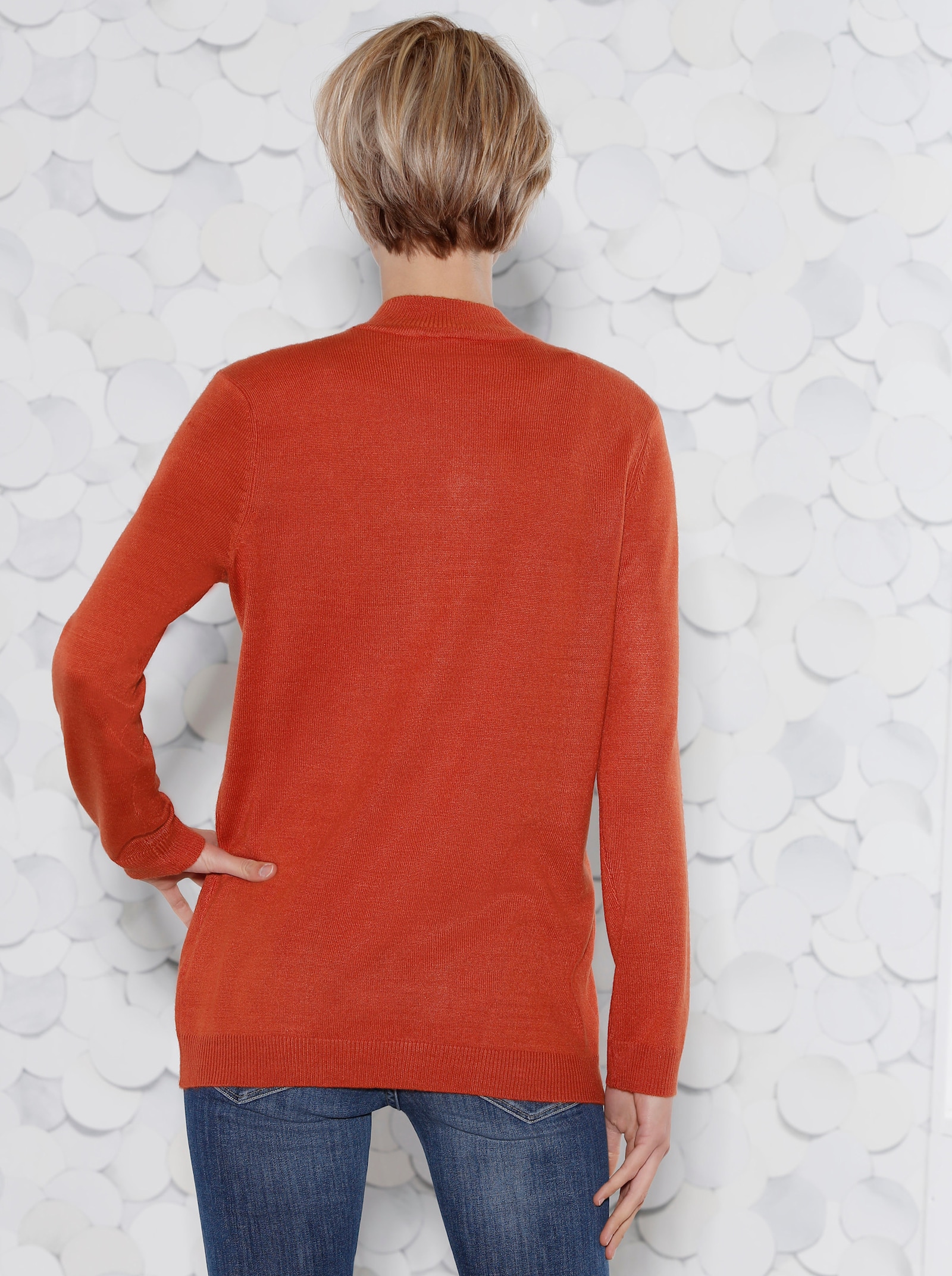 Pulóver so stojačikom, mäkký ako kašmír - terakotová