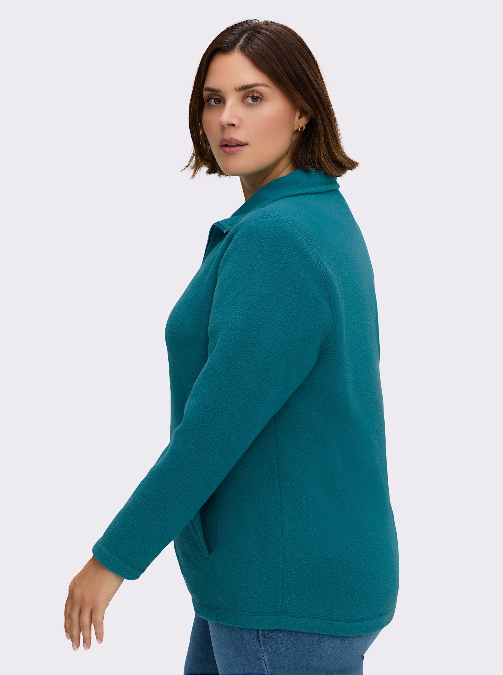 Fleecejacke mit zwei Taschen - petrol