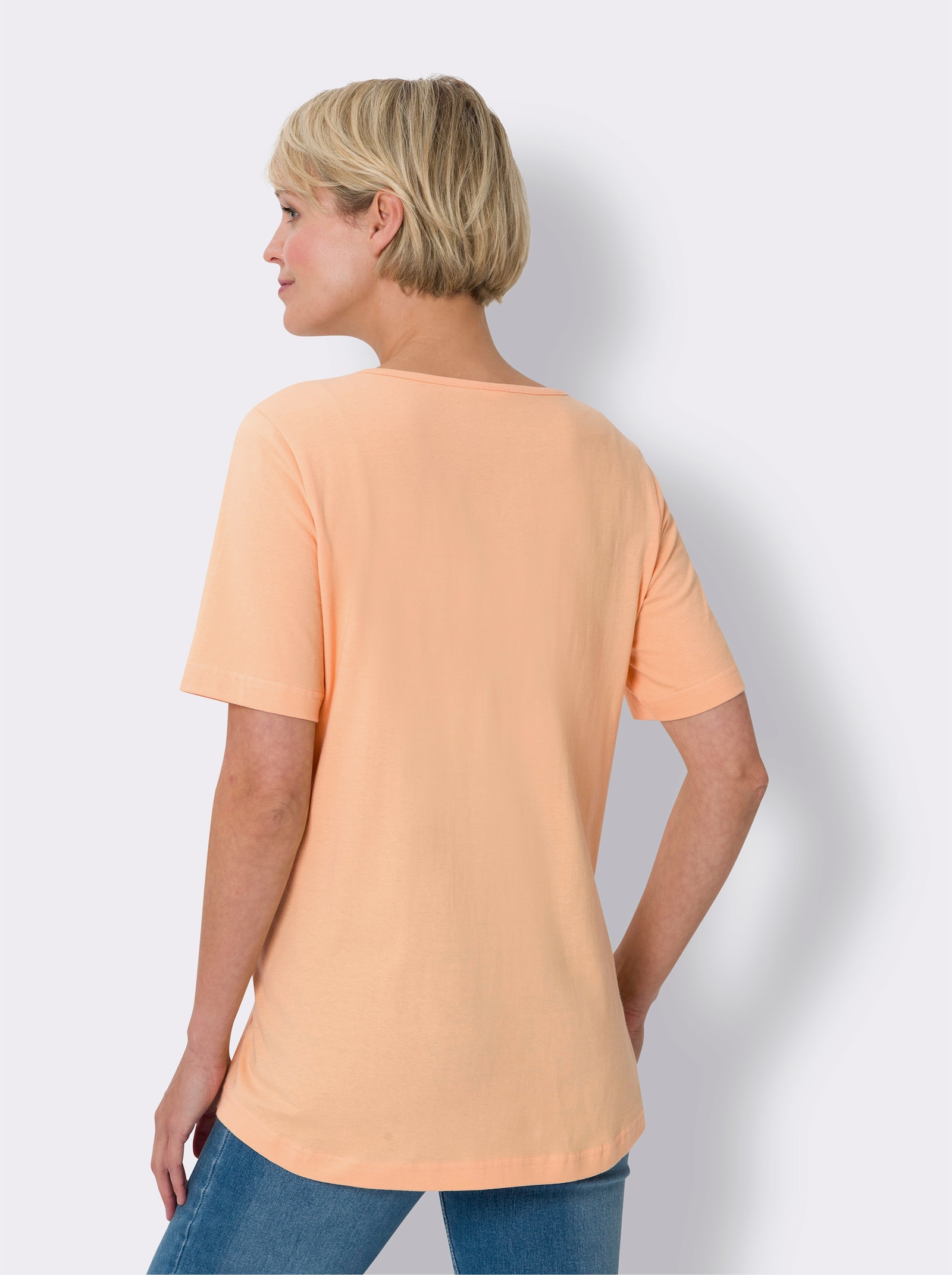 Longshirt im Doppelpack - himmelblau + apricot