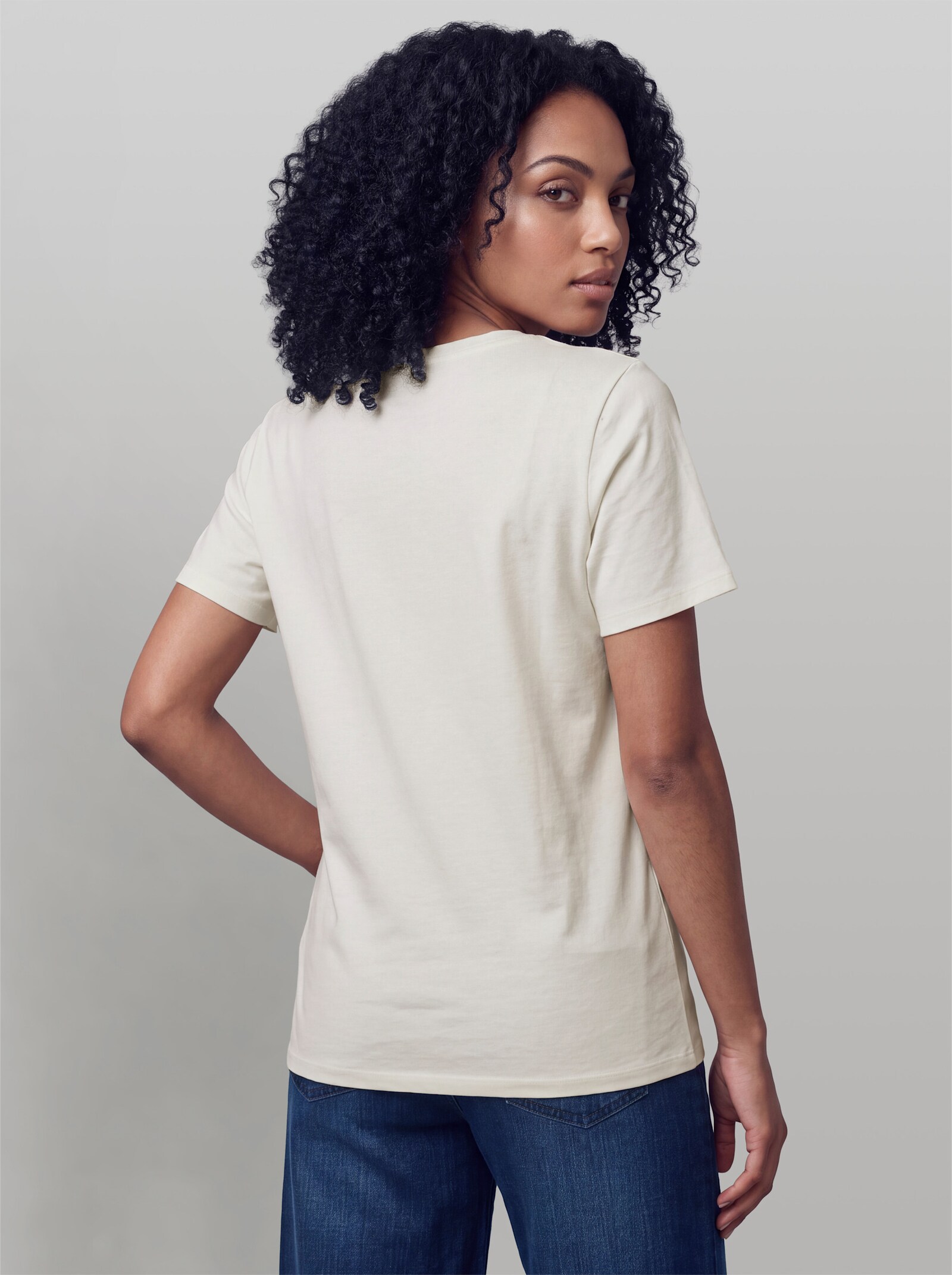 heine Kurzarmshirt mit Faltenwurf - ecru