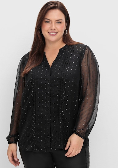 sheego by Joe Browns Chiffonbluse - schwarz-gemustert