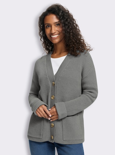 heine Strickjacke mit Taschen - grau-meliert