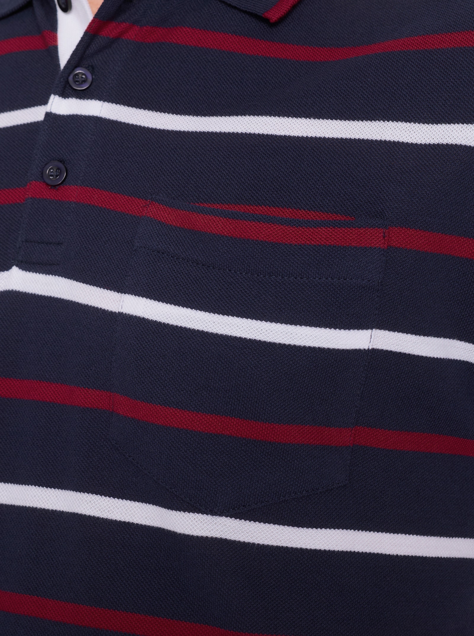 Poloshirt in Pikee-Qualität - marine-gestreift