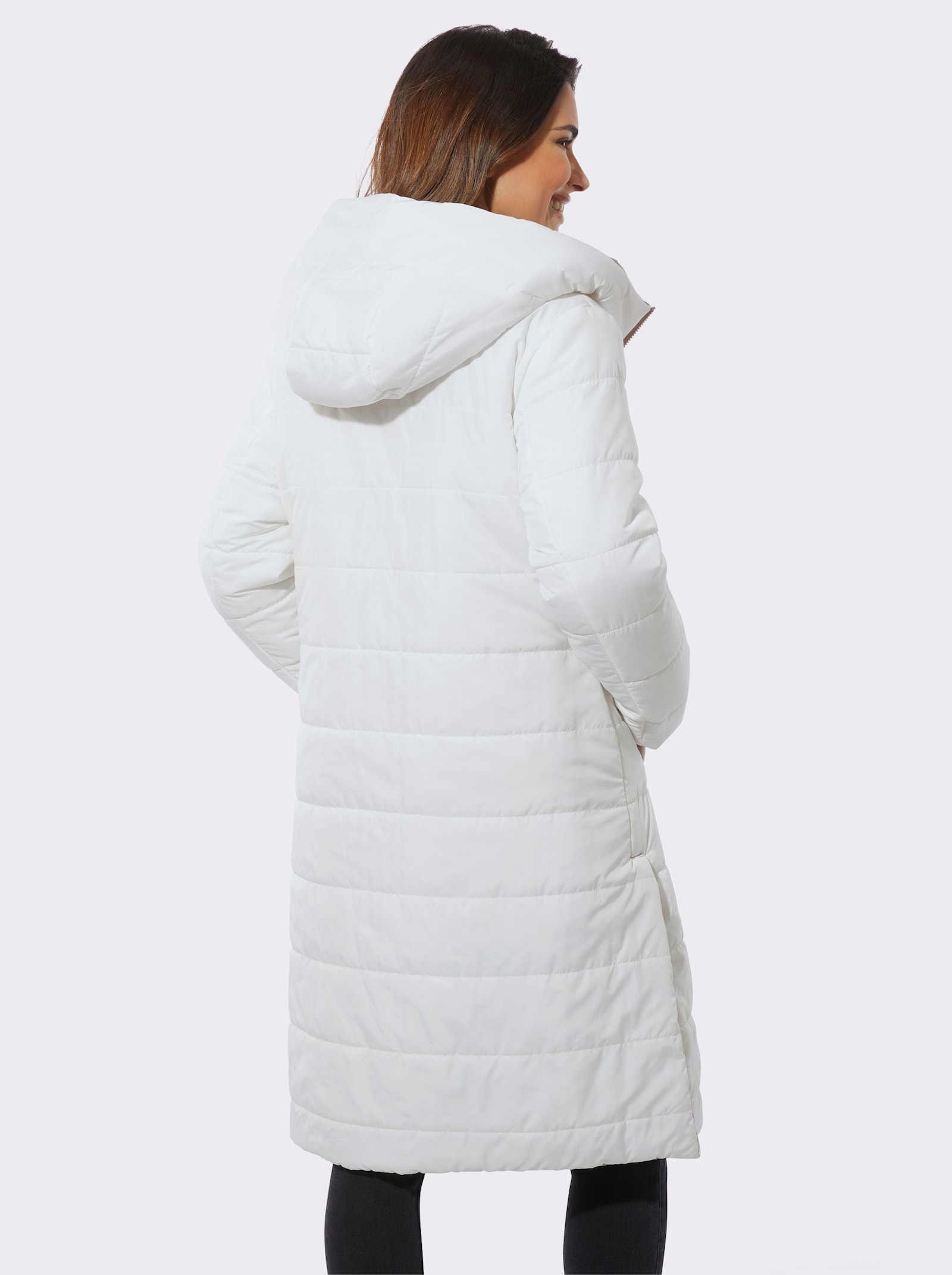 Steppmantel zum Wenden, wattiert - sesam-ecru