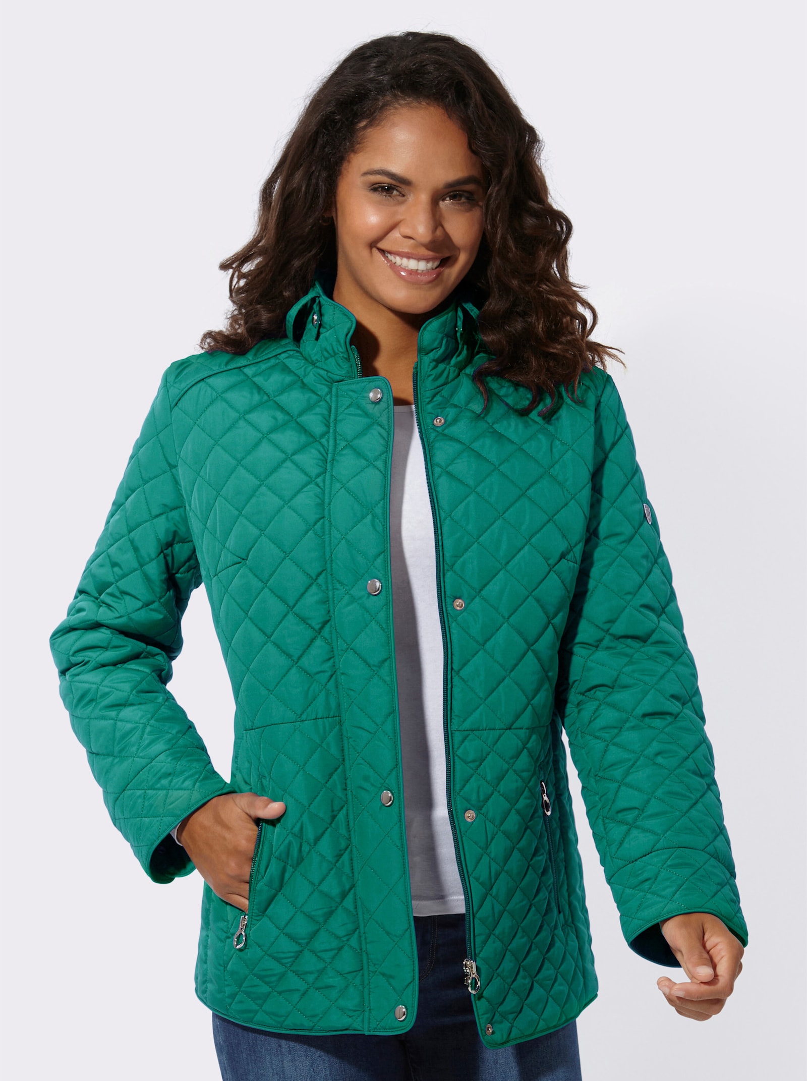 Steppjacke mit knöpfbarer Innentasche - smaragd