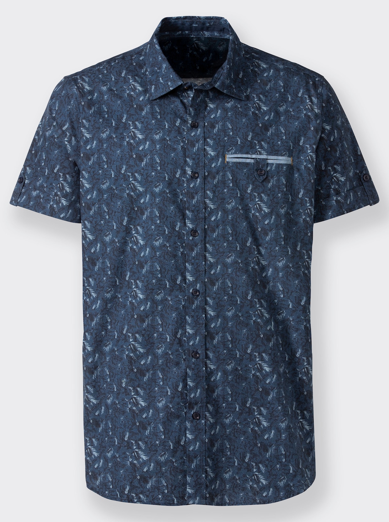Marco Donati Hemd met korte mouwen - donkerblauw gedessineerd