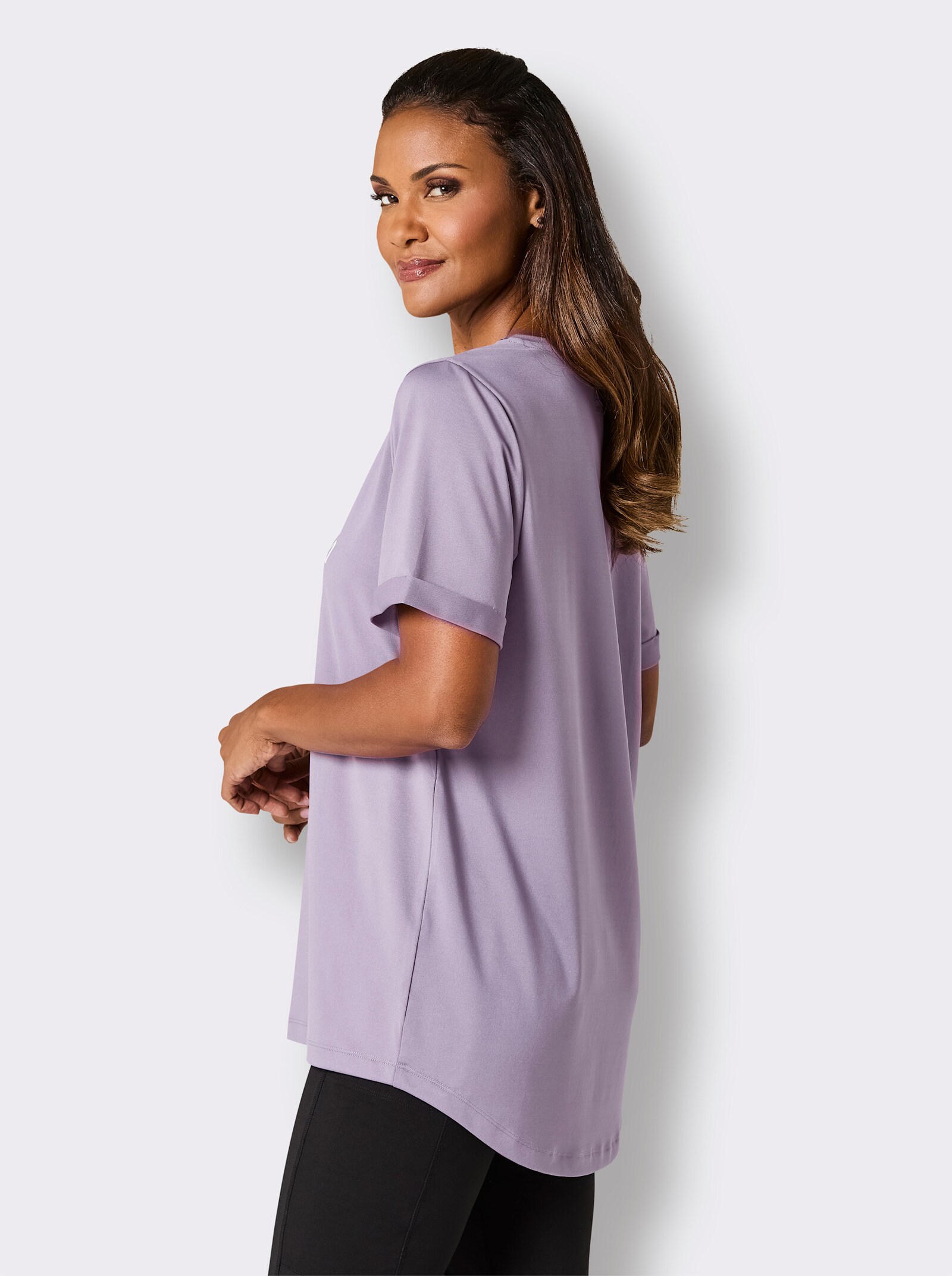 Catamaran Sports Funktionsshirt mit hinten längerem Saum - flieder