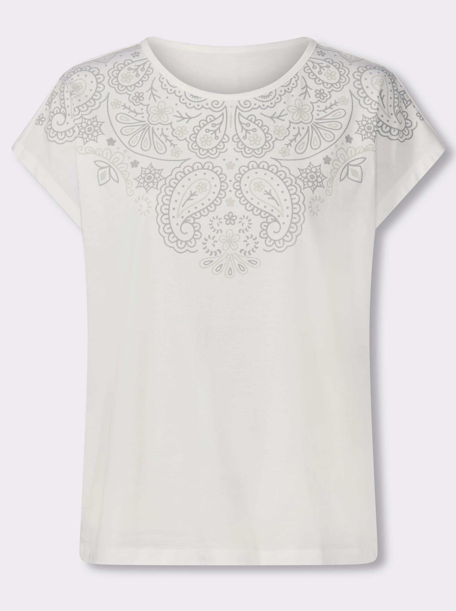 Rundhalsshirt mit Ornament-Muster - ecru