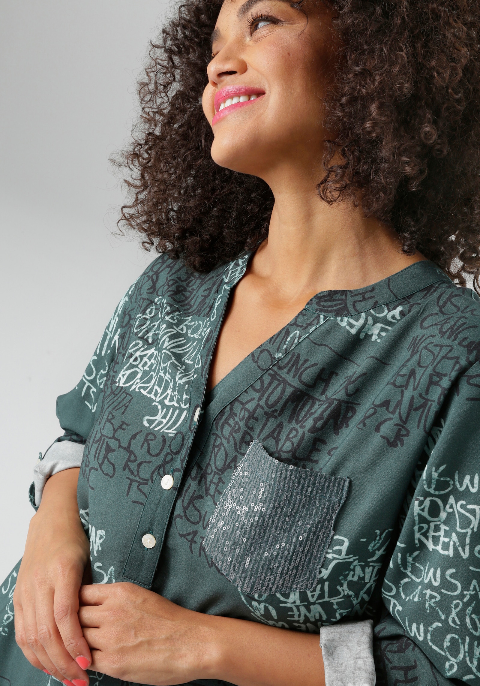 Aniston PLUS Schlupfbluse - grün