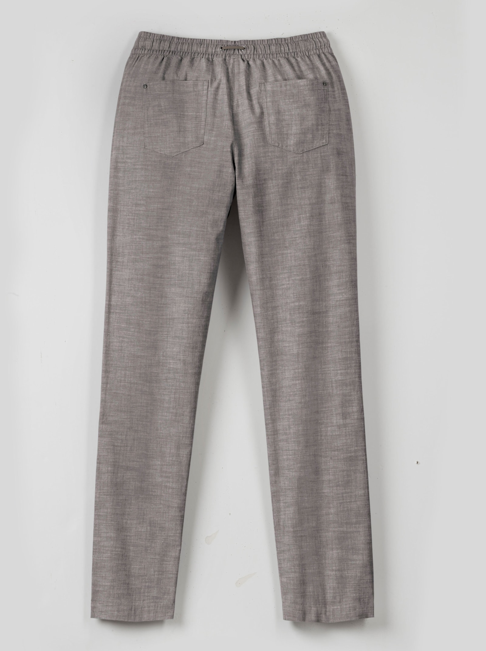 Bootcut-broek met comfortband en tunnelkoord - taupe
