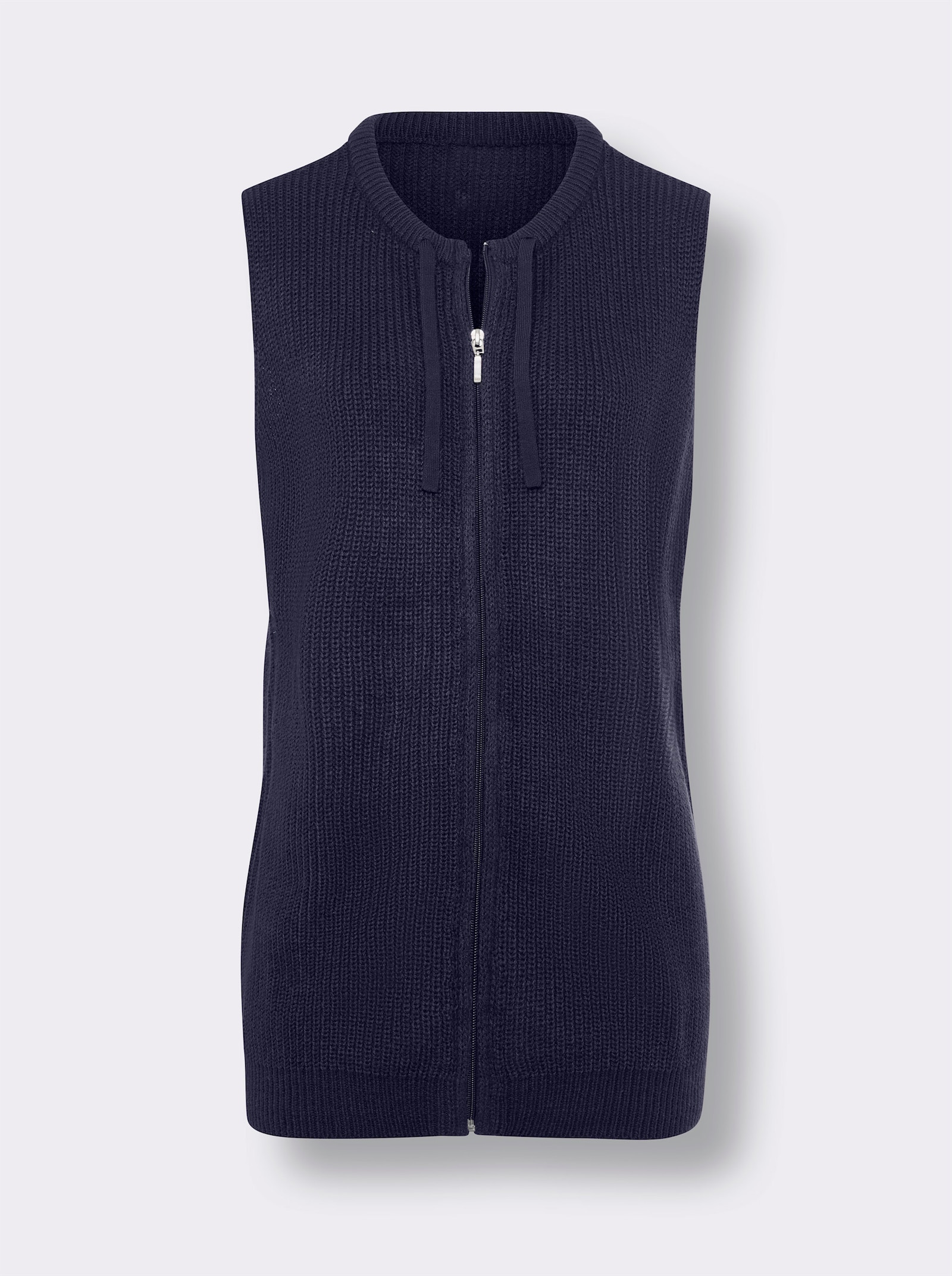 Strickweste in Longform - marine