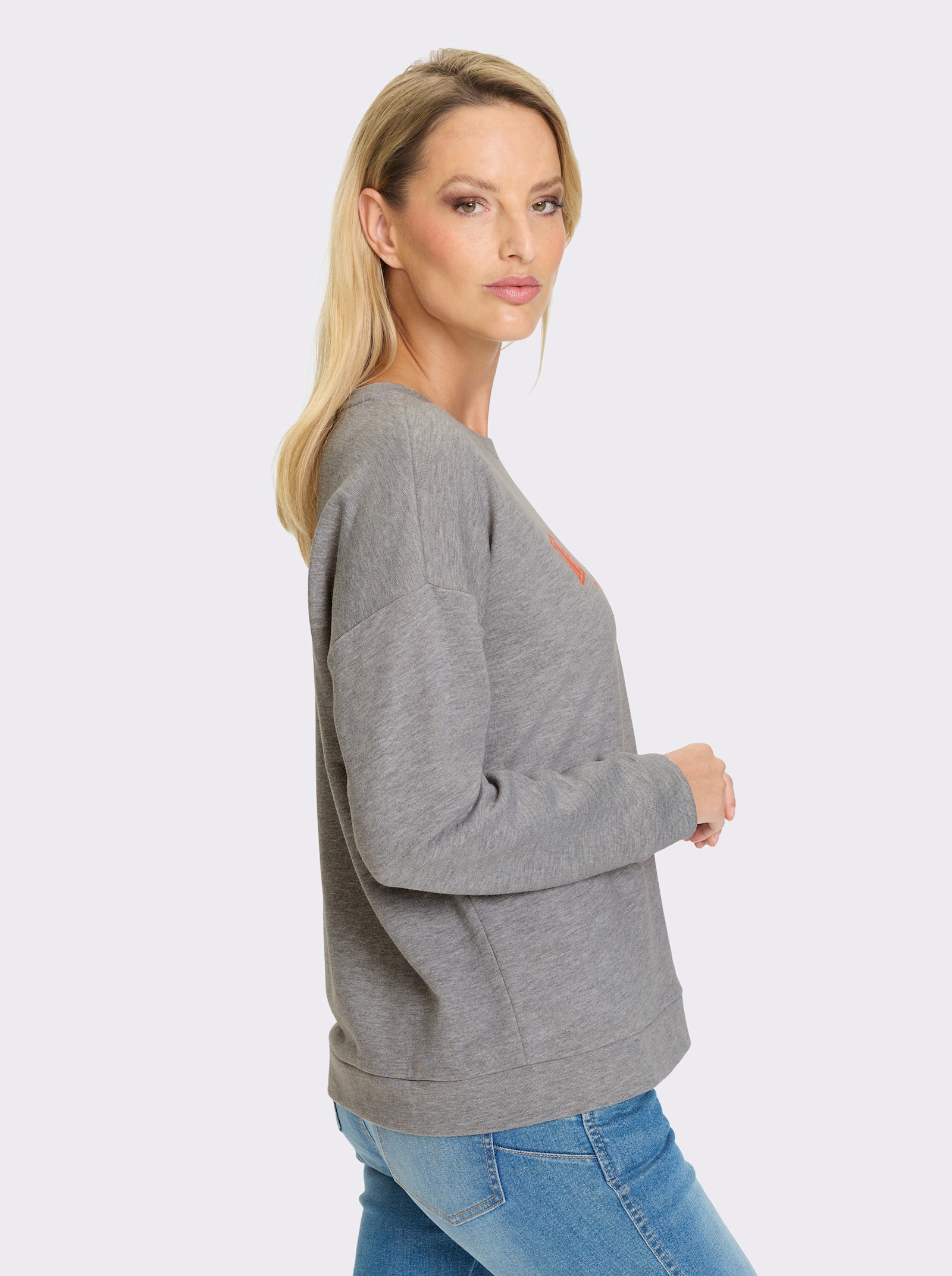 heine Sweatshirt mit Schriftzug - hellgrau-meliert