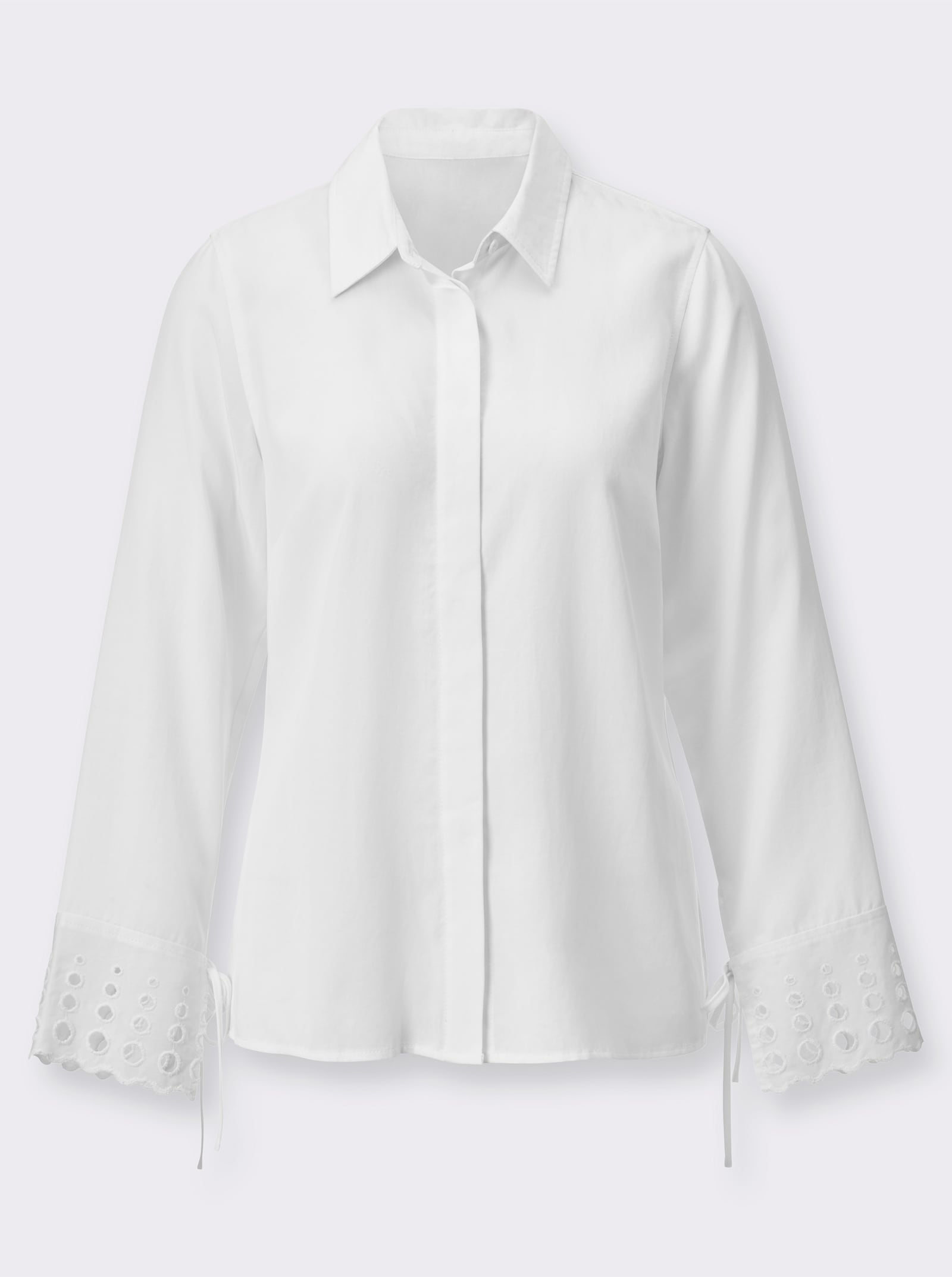 Langarmbluse mit Rückenpasse und Kellerfalte - ecru