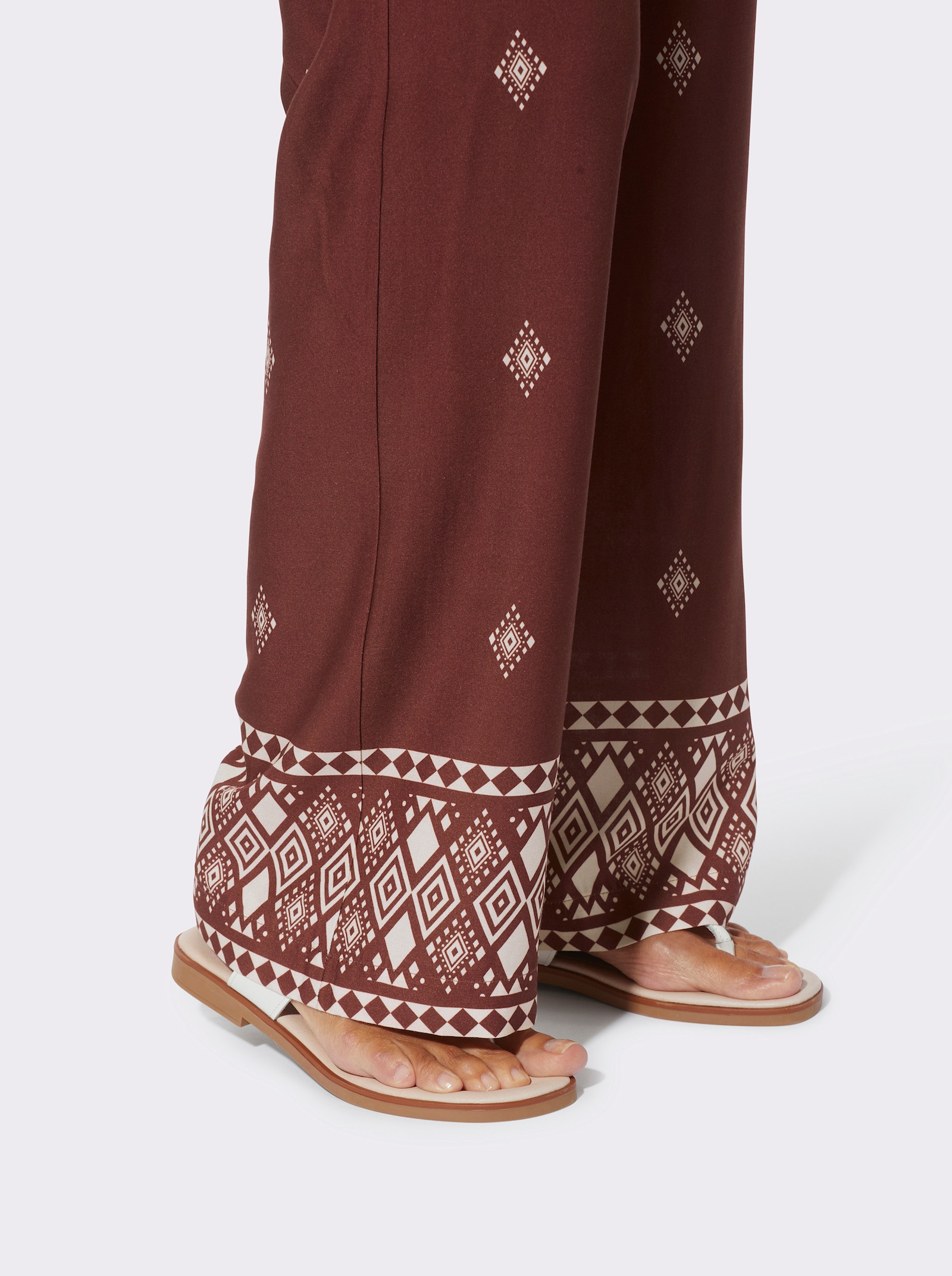 Druckhose mit Allover-Druck - rostrot-elfenbein-bedruckt