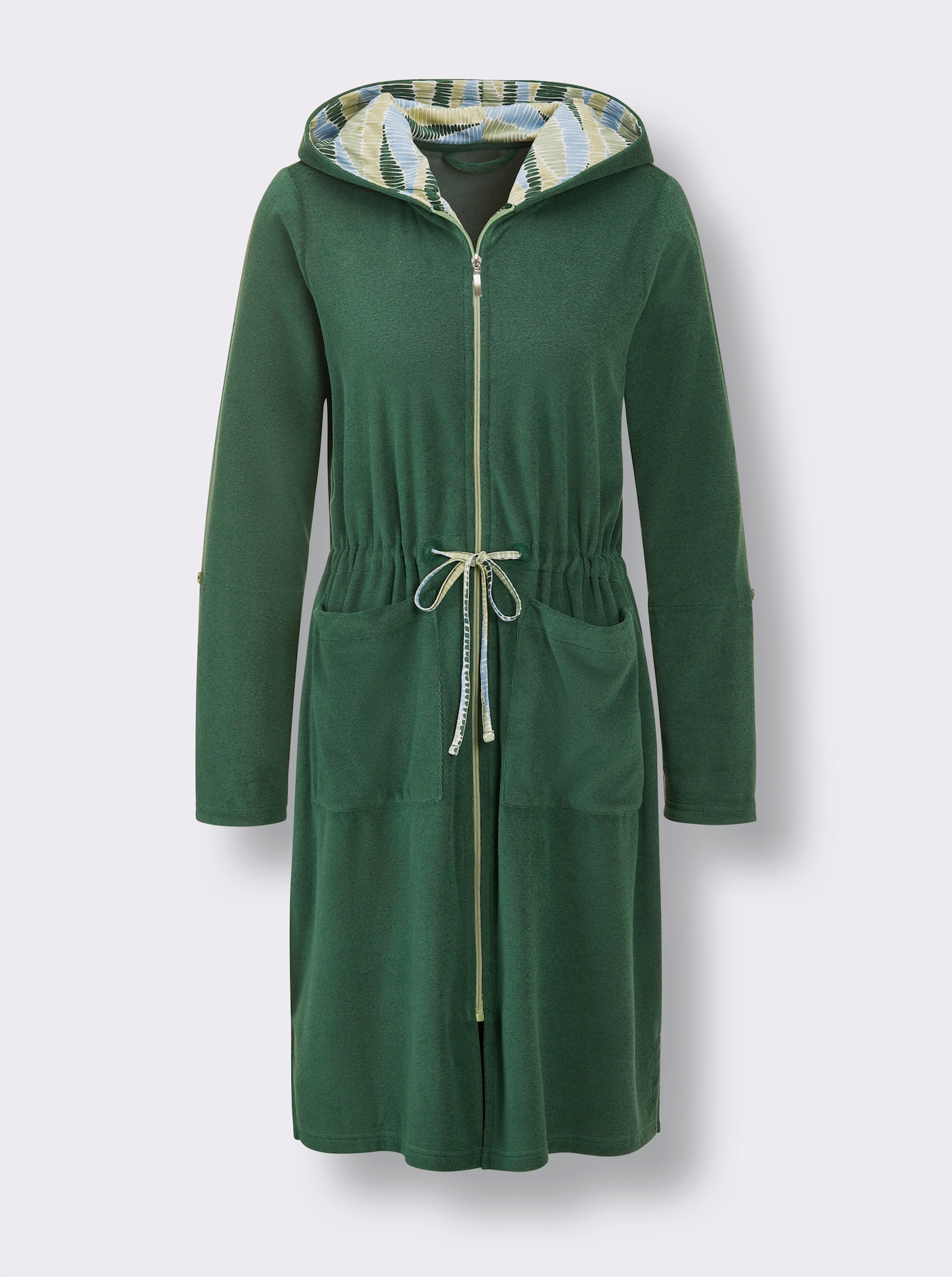 feel good Bademantel - moos-eucalyptus-gemustert