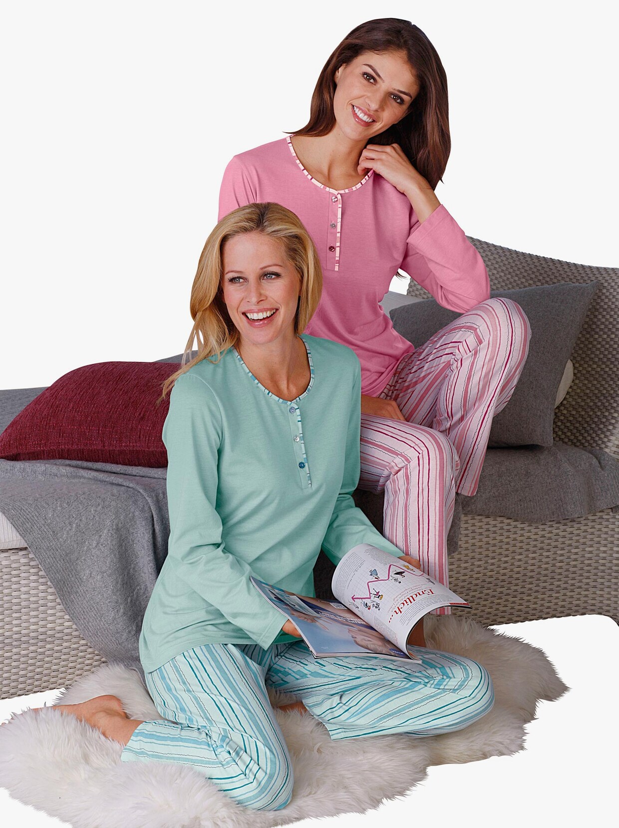 Ascafa Pyjamas - mint + ljusrosa