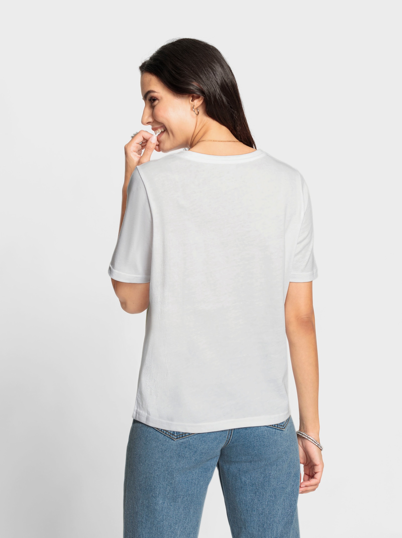 Shirt met korte mouwen en boeketprint - ecru geprint