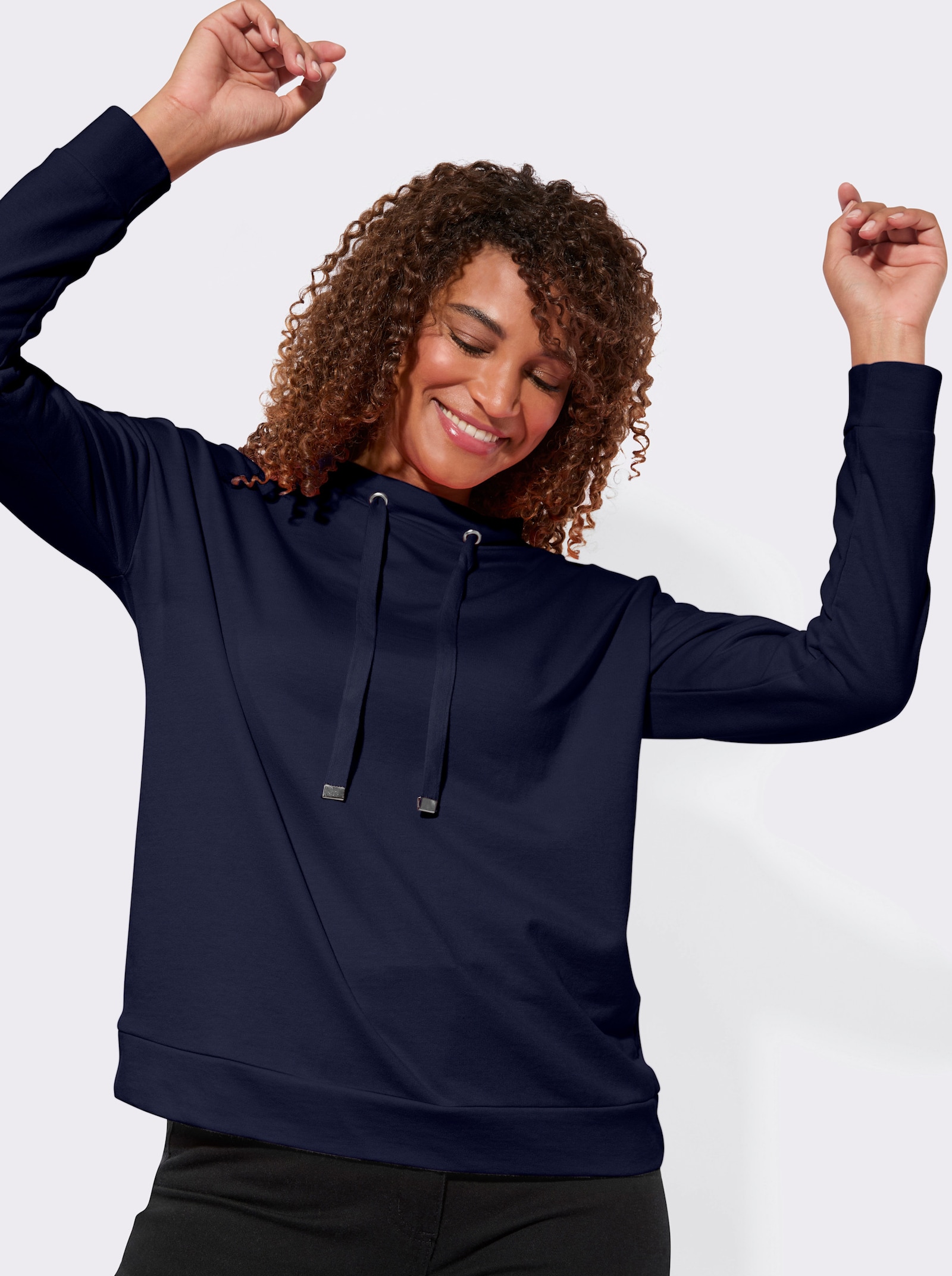 Sweatshirt mit Kordelzug - marine